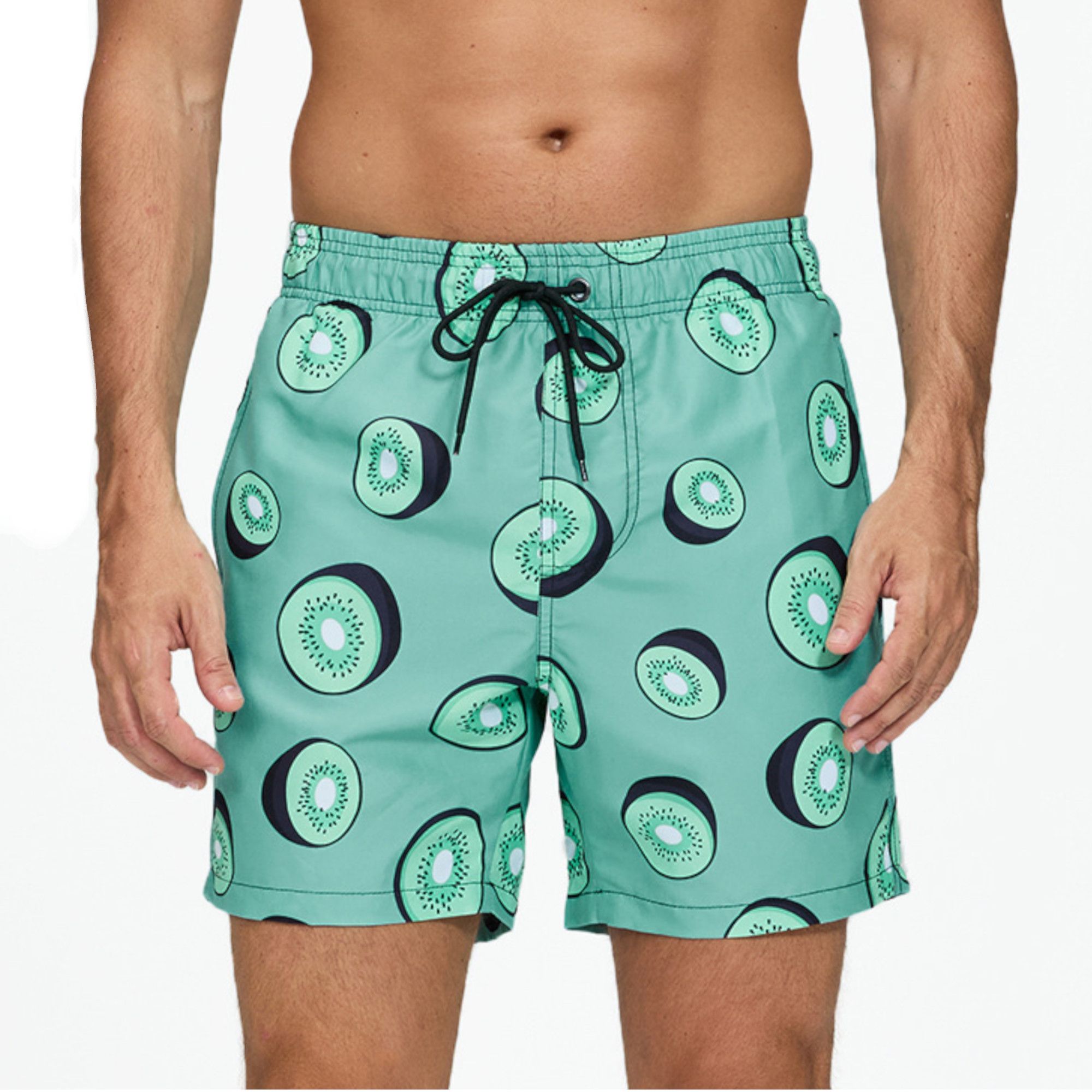 Зеленые мужские шорты с принтом в виде киви 1