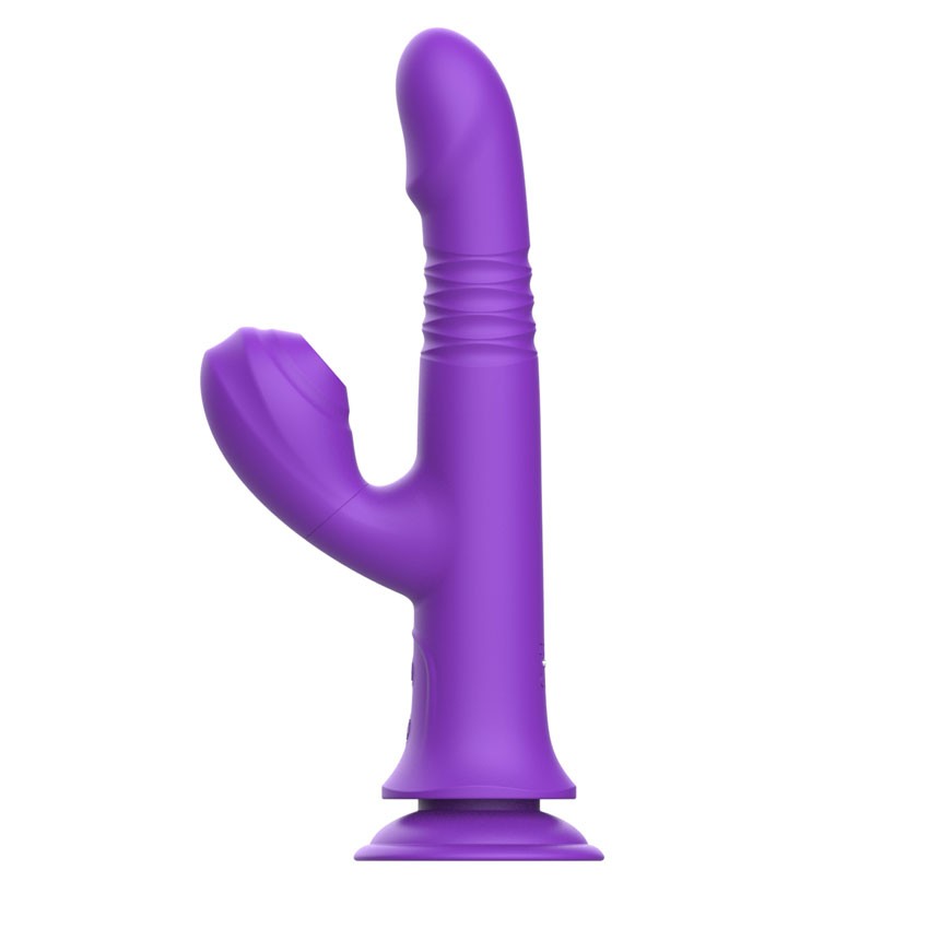 Фиолетовый вибратор-кролик на присоске - 23,8 см. 2