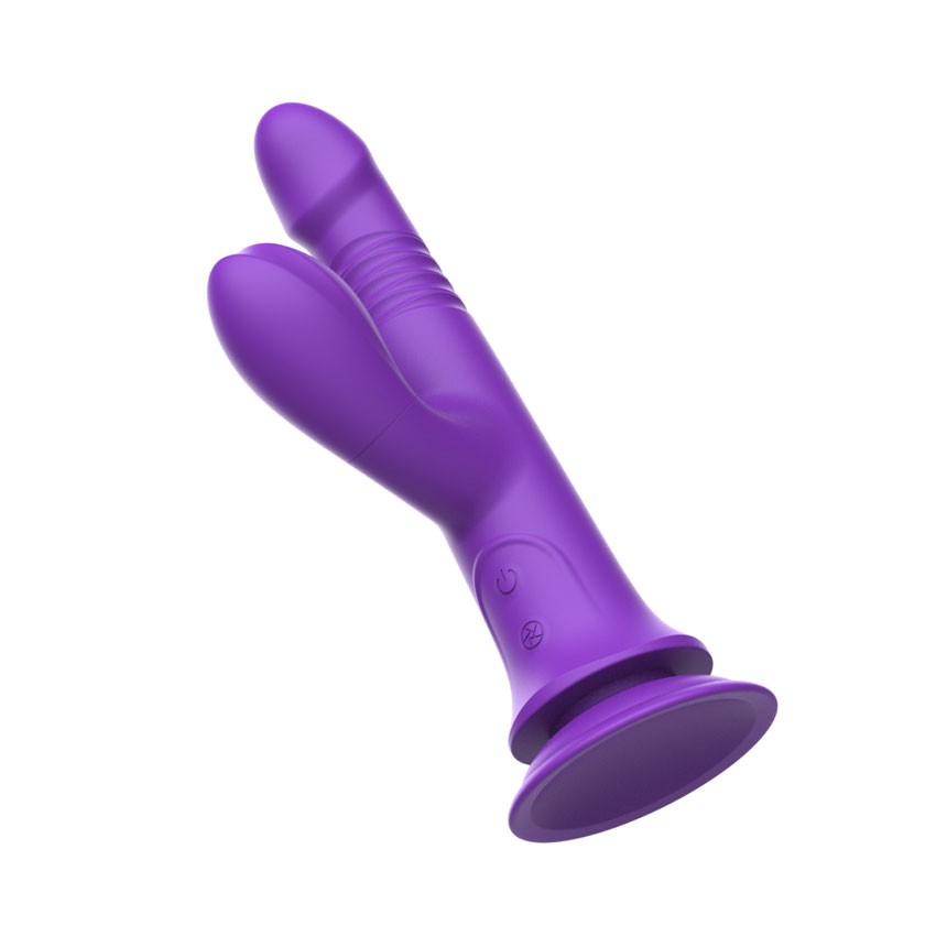 Фиолетовый вибратор-кролик на присоске - 23,8 см. 5