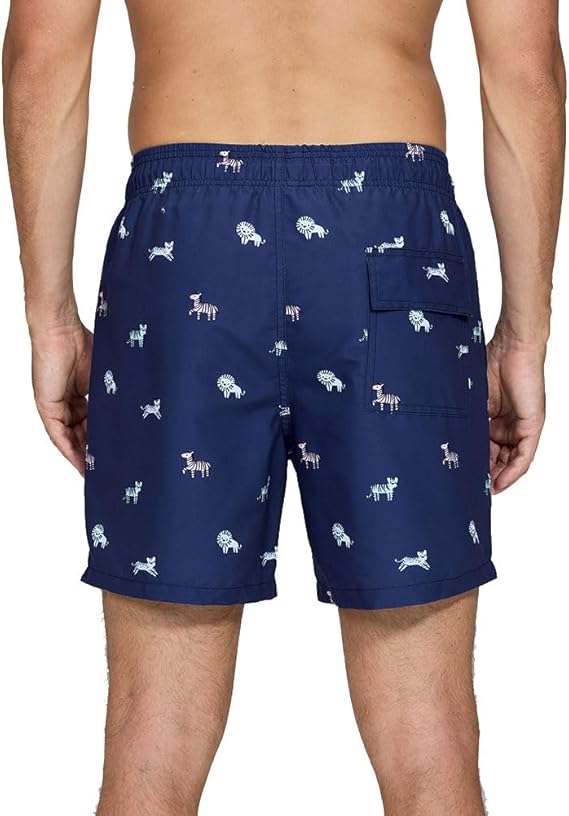 Темно-синие пляжные шорты с принтом в виде зверушек 2