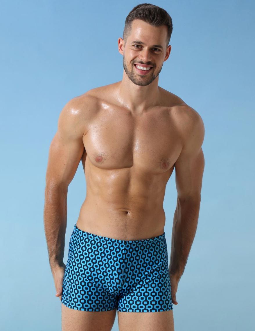 Мужские пляжные боксеры +size с геометрическим принтом 2