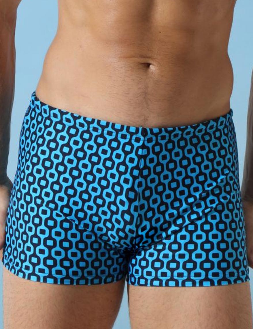 Мужские пляжные боксеры +size с геометрическим принтом 1