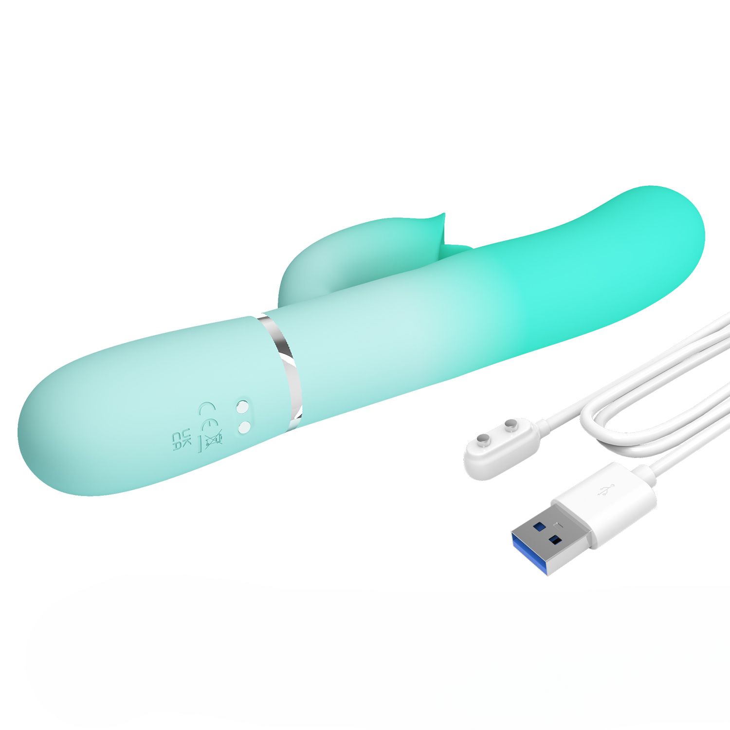 Мятный вибратор-кролик Gigi с возвратно-поступательными движениями - 22,8 см. 10