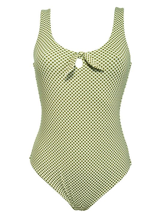 Совместный купальник в мелкую клетку 3