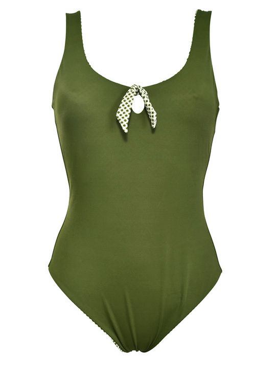 Совместный купальник в мелкую клетку 5