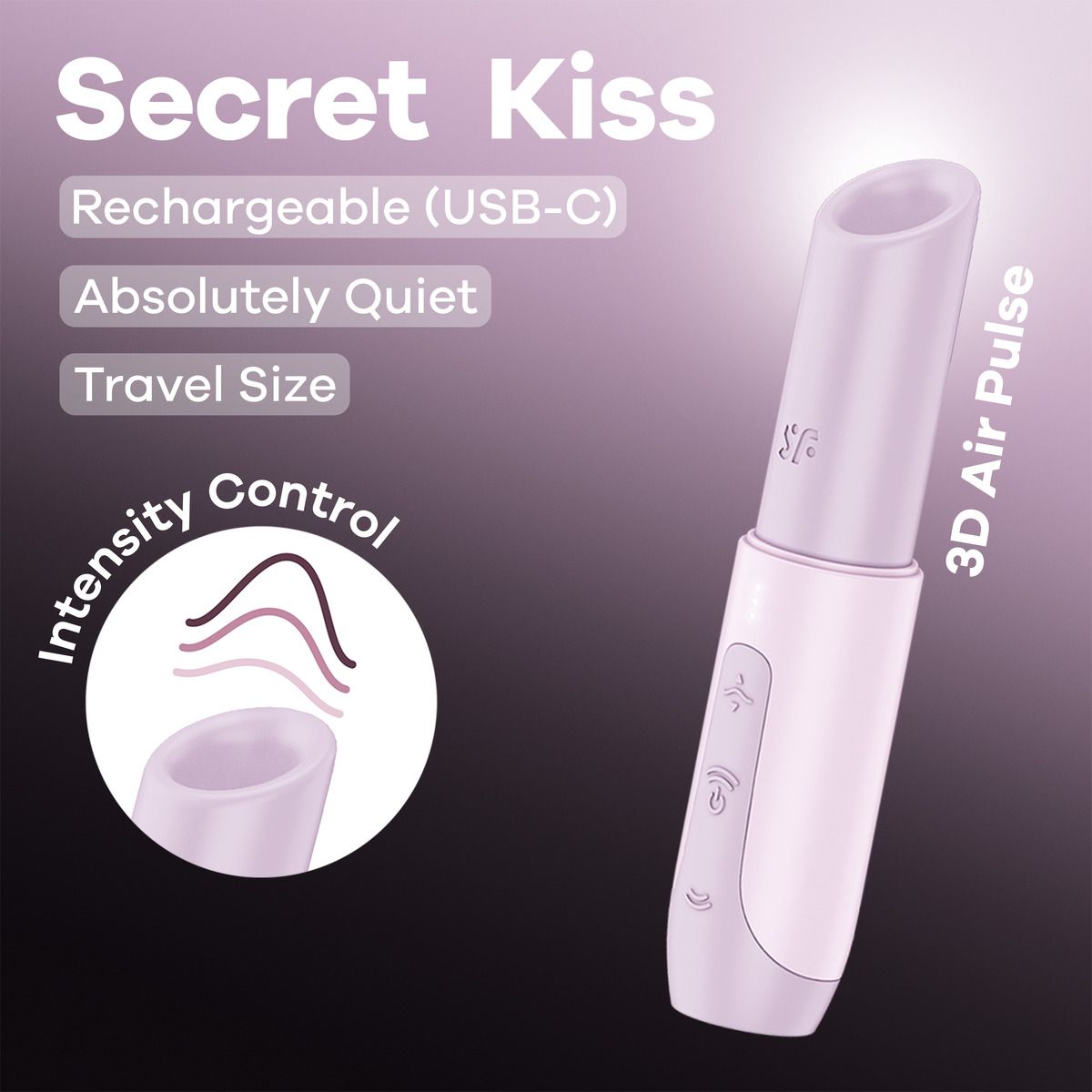 Сиреневый вакуумный стимулятор Secret Kiss 7