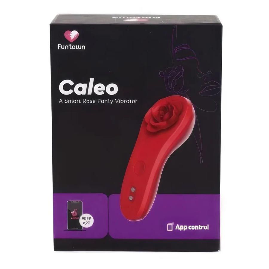 Красный вибратор в трусики Funtown Caleo с магнитным держателем-розой 12