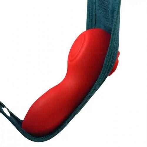 Красный вибратор в трусики Funtown Caleo с магнитным держателем-розой 7