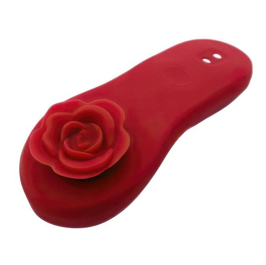 Красный вибратор в трусики Funtown Caleo с магнитным держателем-розой 1