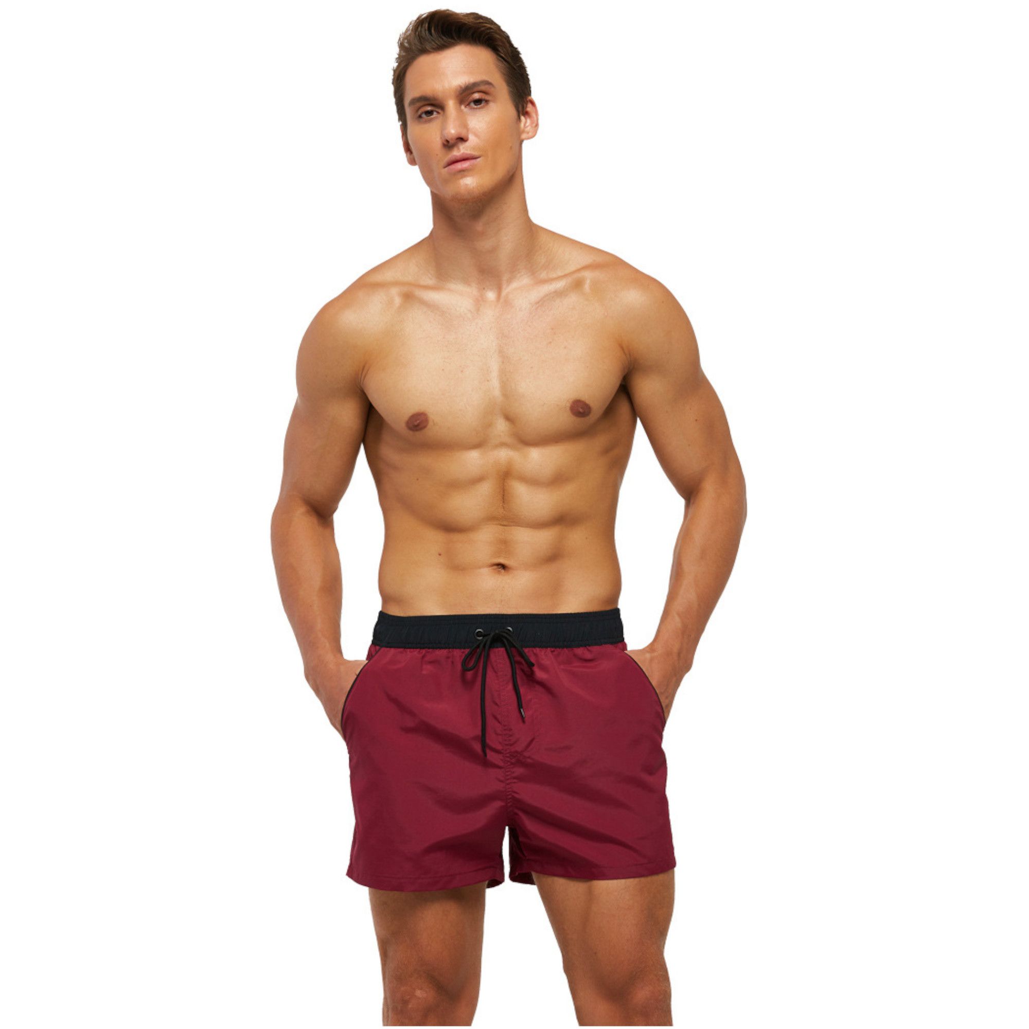 Бордовые пляжные мужские шорты 2