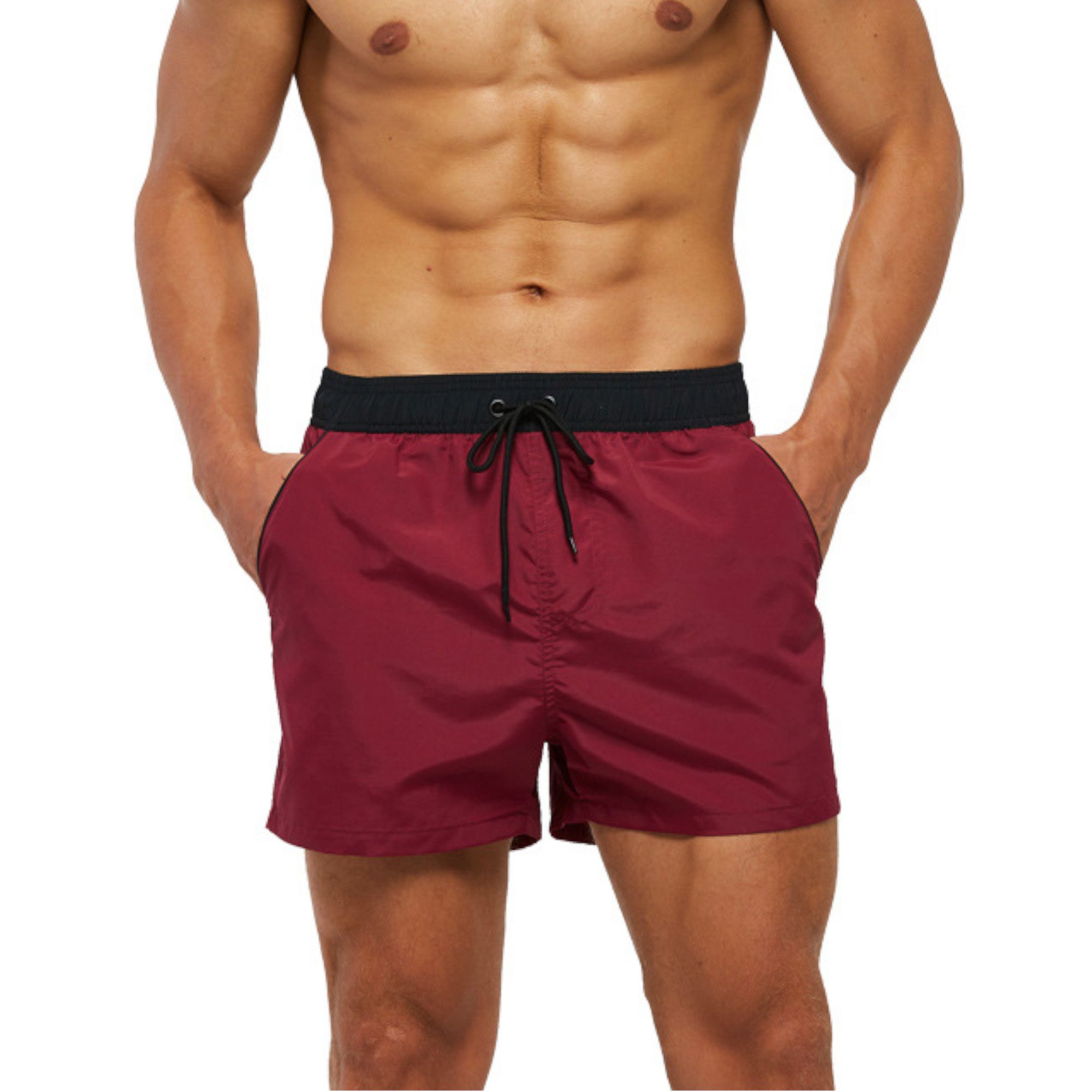 Бордовые пляжные мужские шорты 1