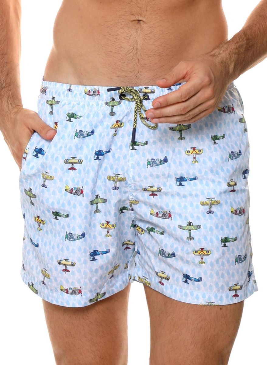 Мужские пляжные шорты с принтом в виде самолетов 1
