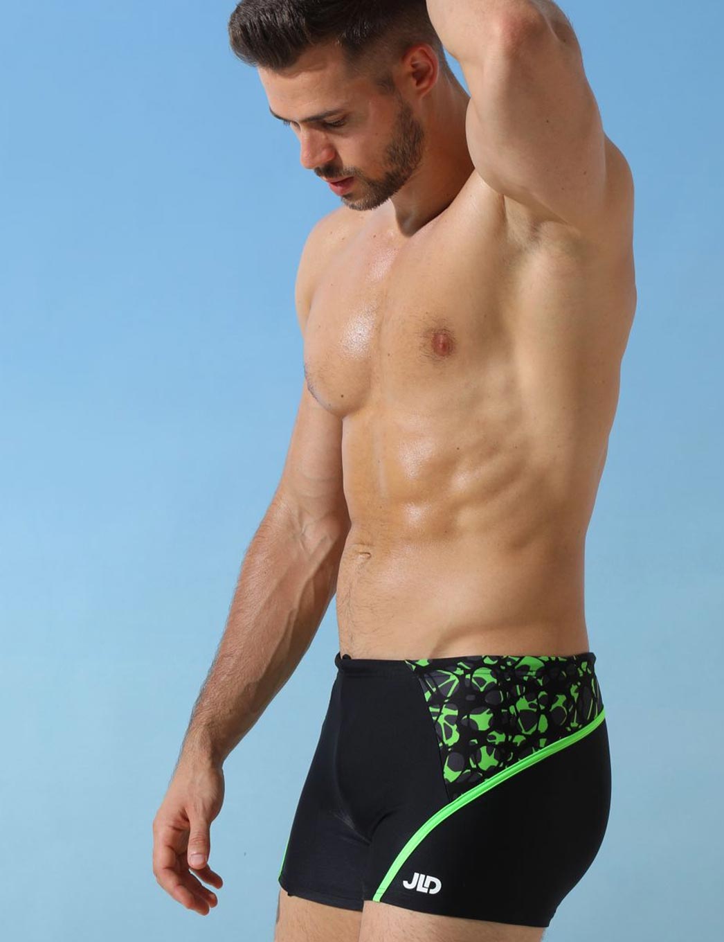 Мужские плавки с контрастной полосой и принтом 2