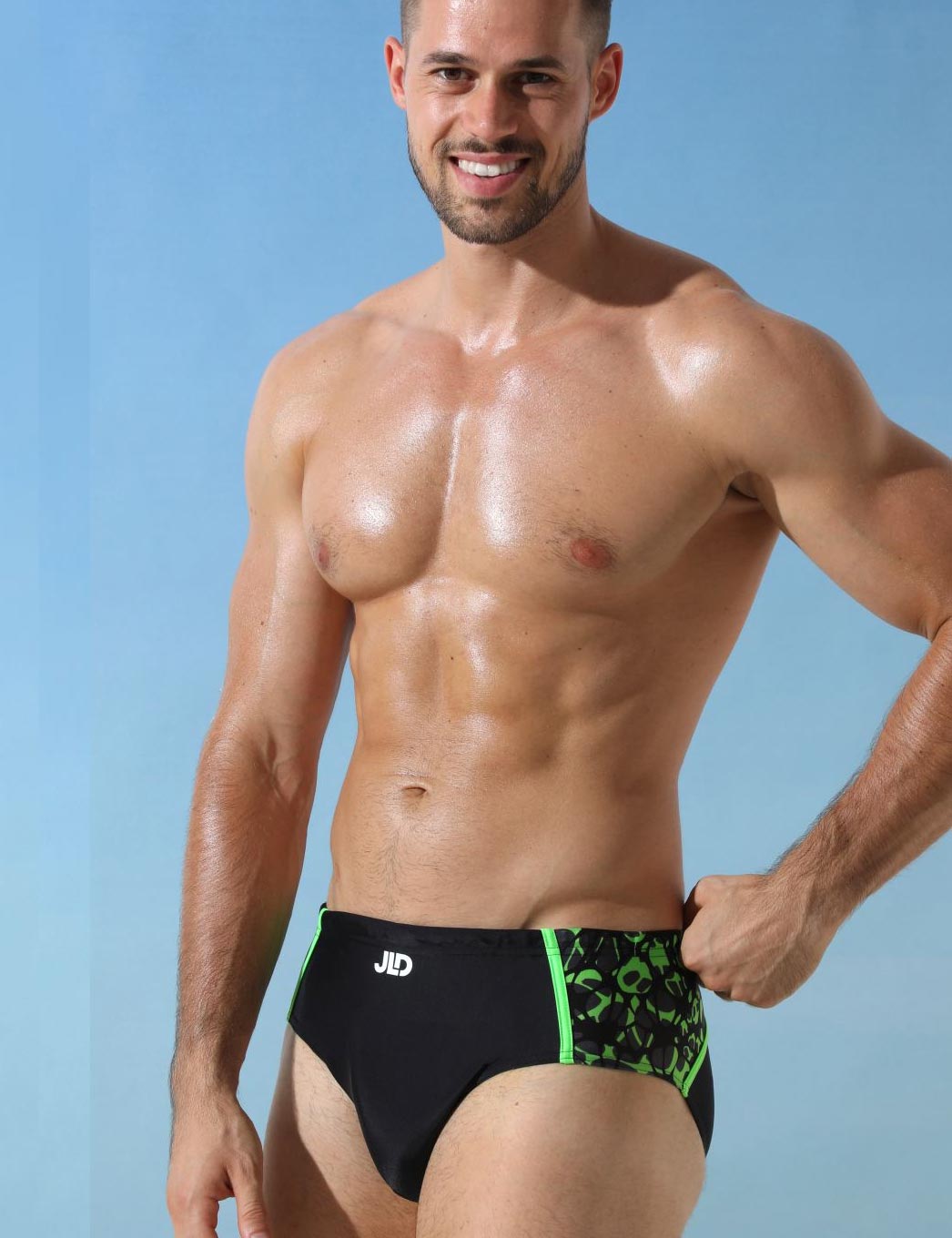 Мужские плавки с контрастными полосами и принтом 2