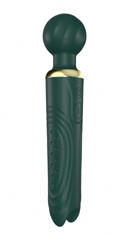 Зеленый двусторонний вибратор-wand Secwell - 22 см. 1