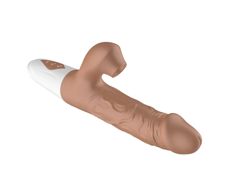 Телесный вибратор-кролик с функцией поступательных движений - 22,5 см. 4