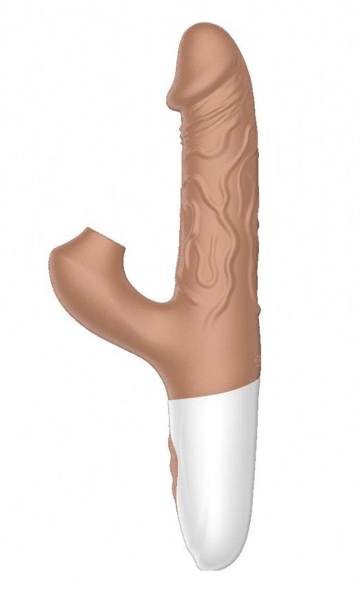 Телесный вибратор-кролик с функцией поступательных движений - 22,5 см. 1