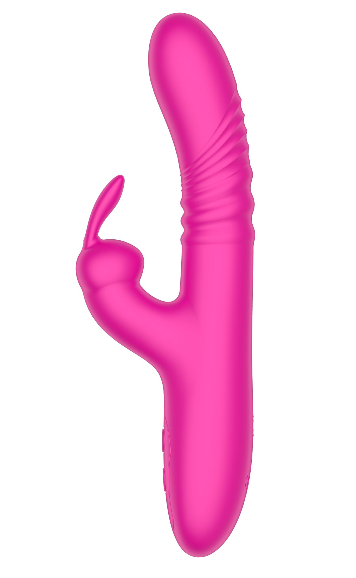 Розовый вибратор-кролик с функцией поступательных движений - 24,3 см. 3