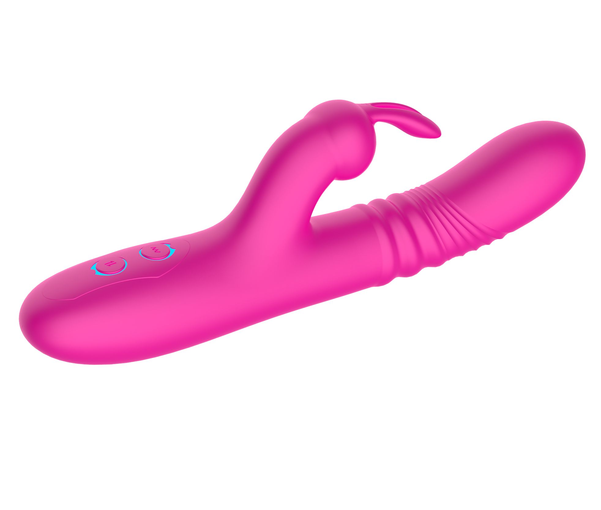 Розовый вибратор-кролик с функцией поступательных движений - 24,3 см. 5
