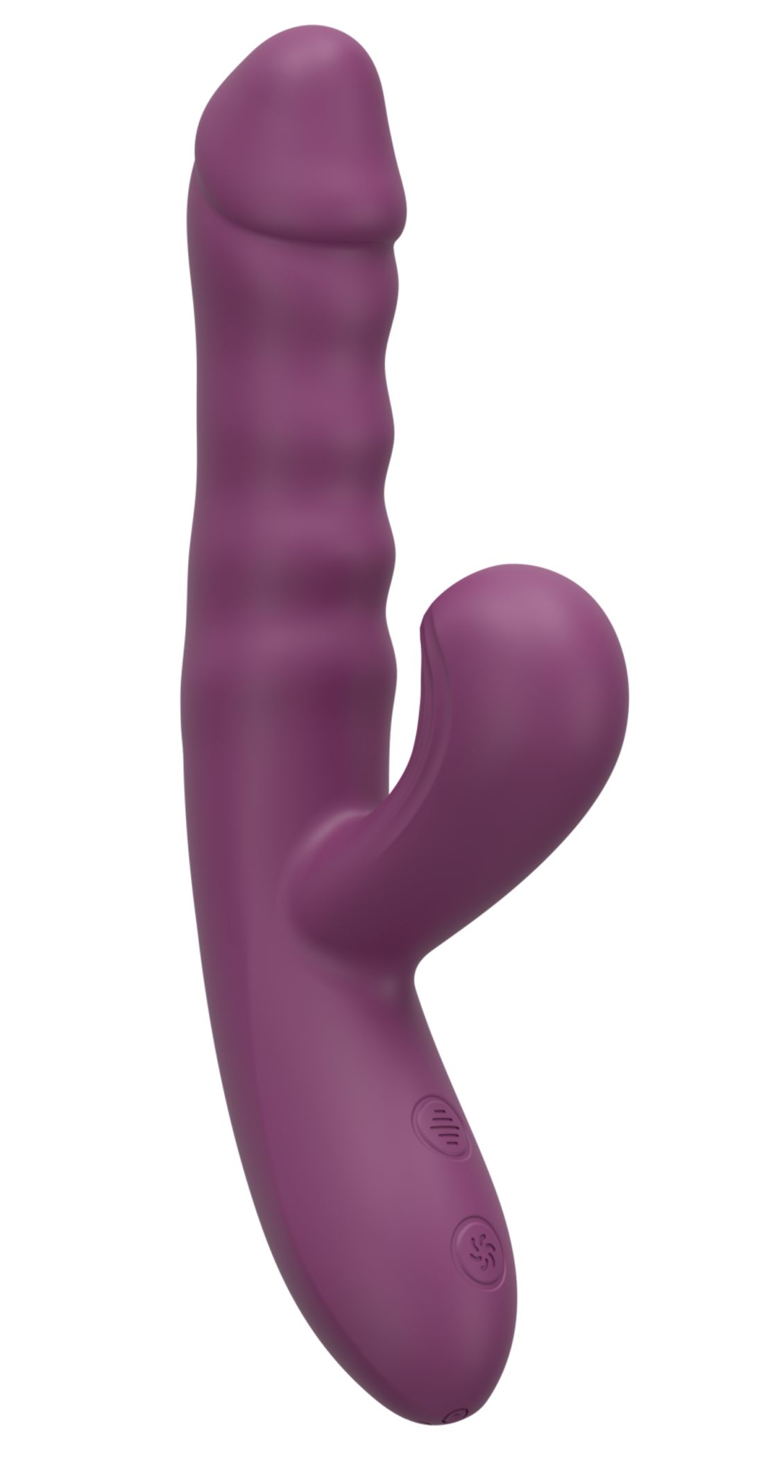 Фиолетовый силиконовый вибратор с эффектом фрикций - 21,8 см. 1