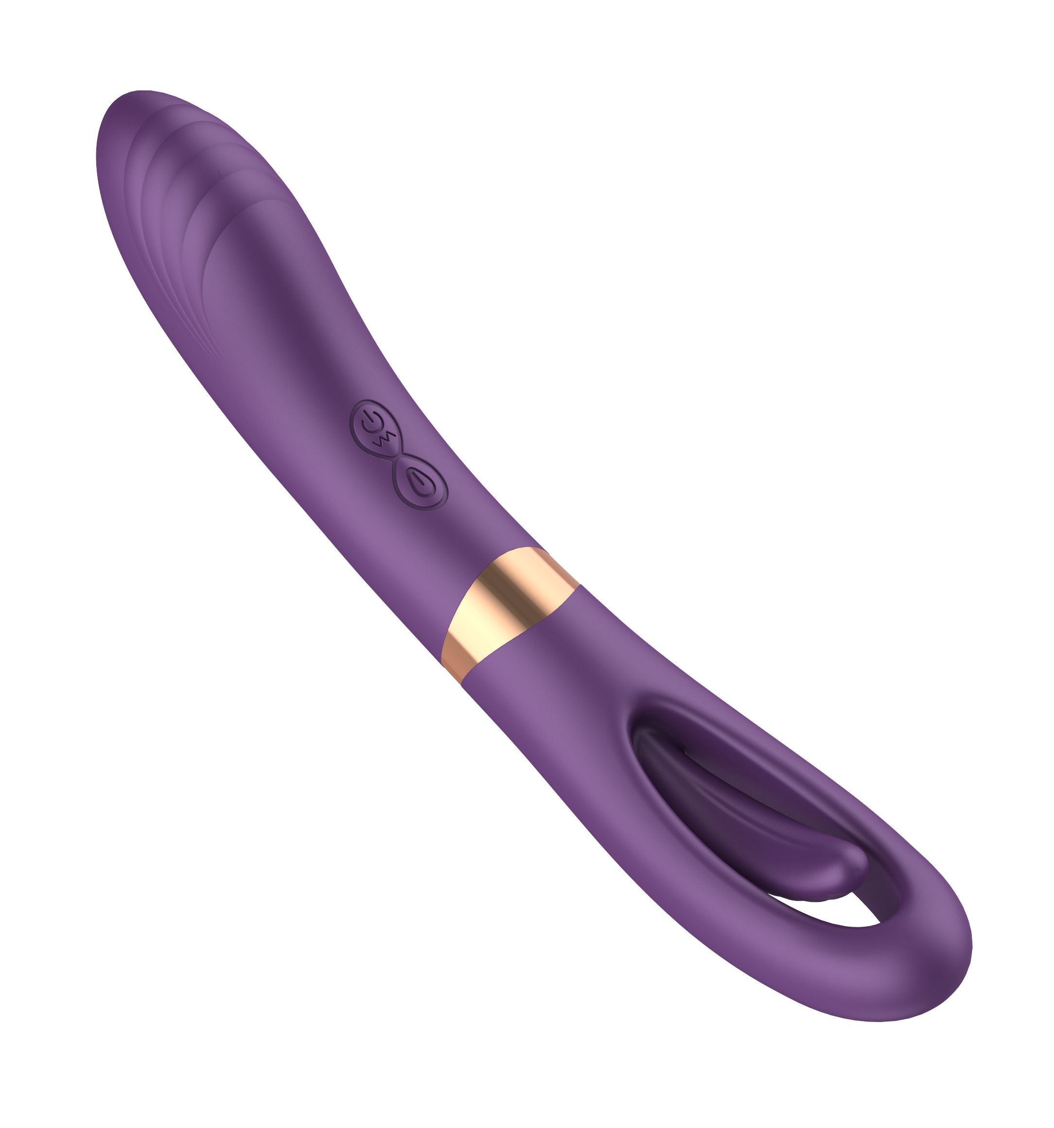Фиолетовый силиконовый вибратор с функцией фингеринга - 23,5 см. 1