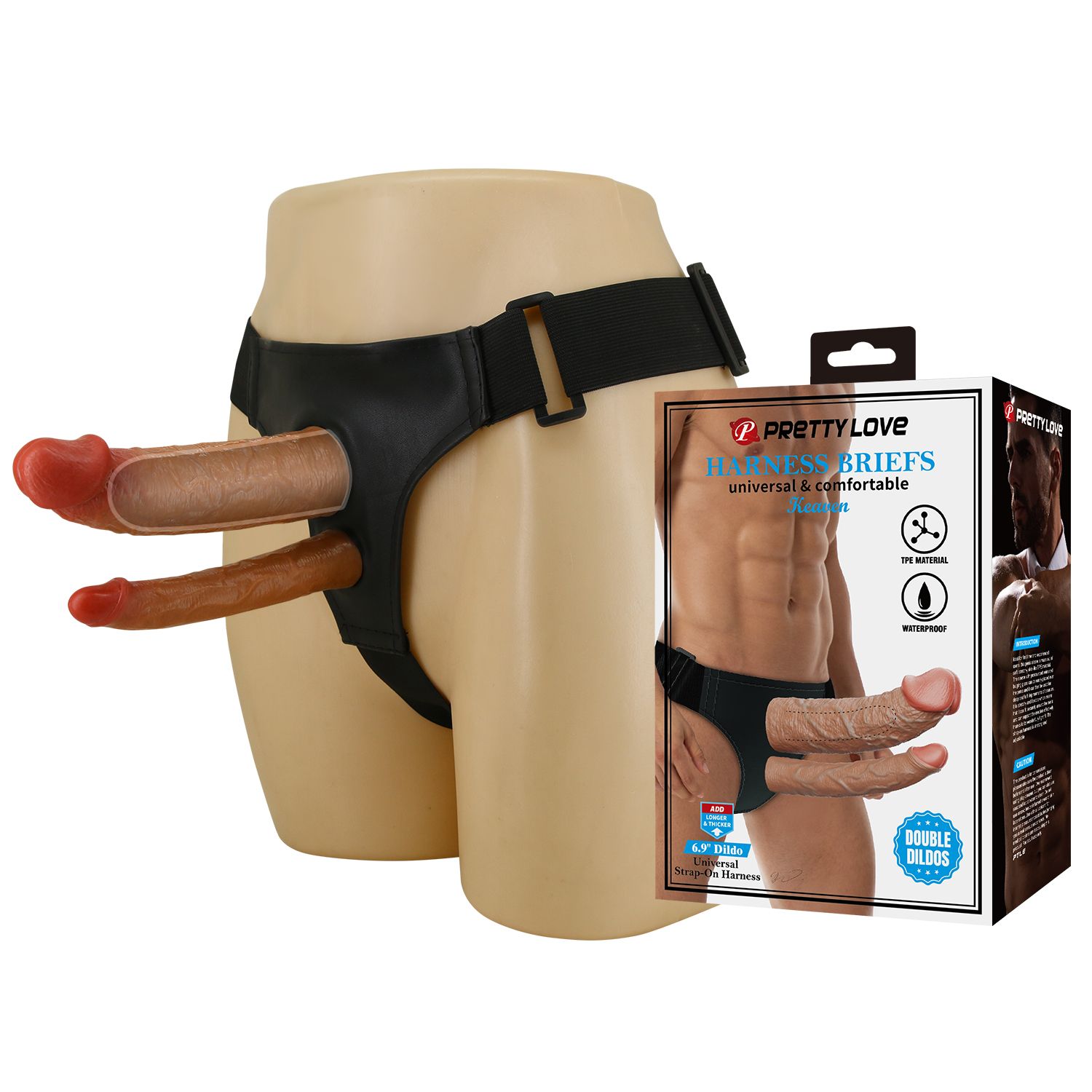 Темно-бежевый фаллопротез для двойного проникновения - 17,5 см. 3