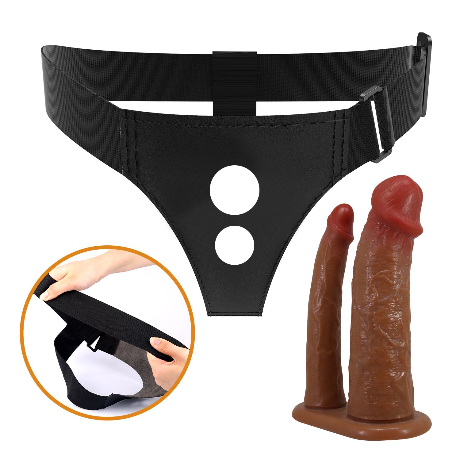 Темно-бежевый фаллопротез для двойного проникновения - 17,5 см. 7