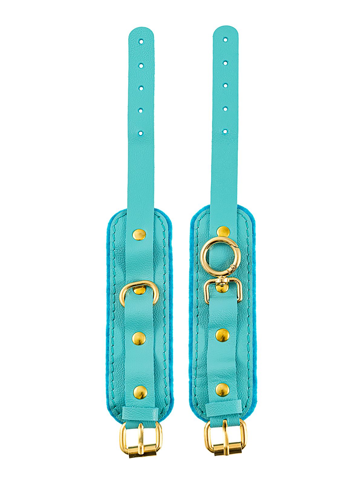 Голубые двуслойные кожаные оковы 3