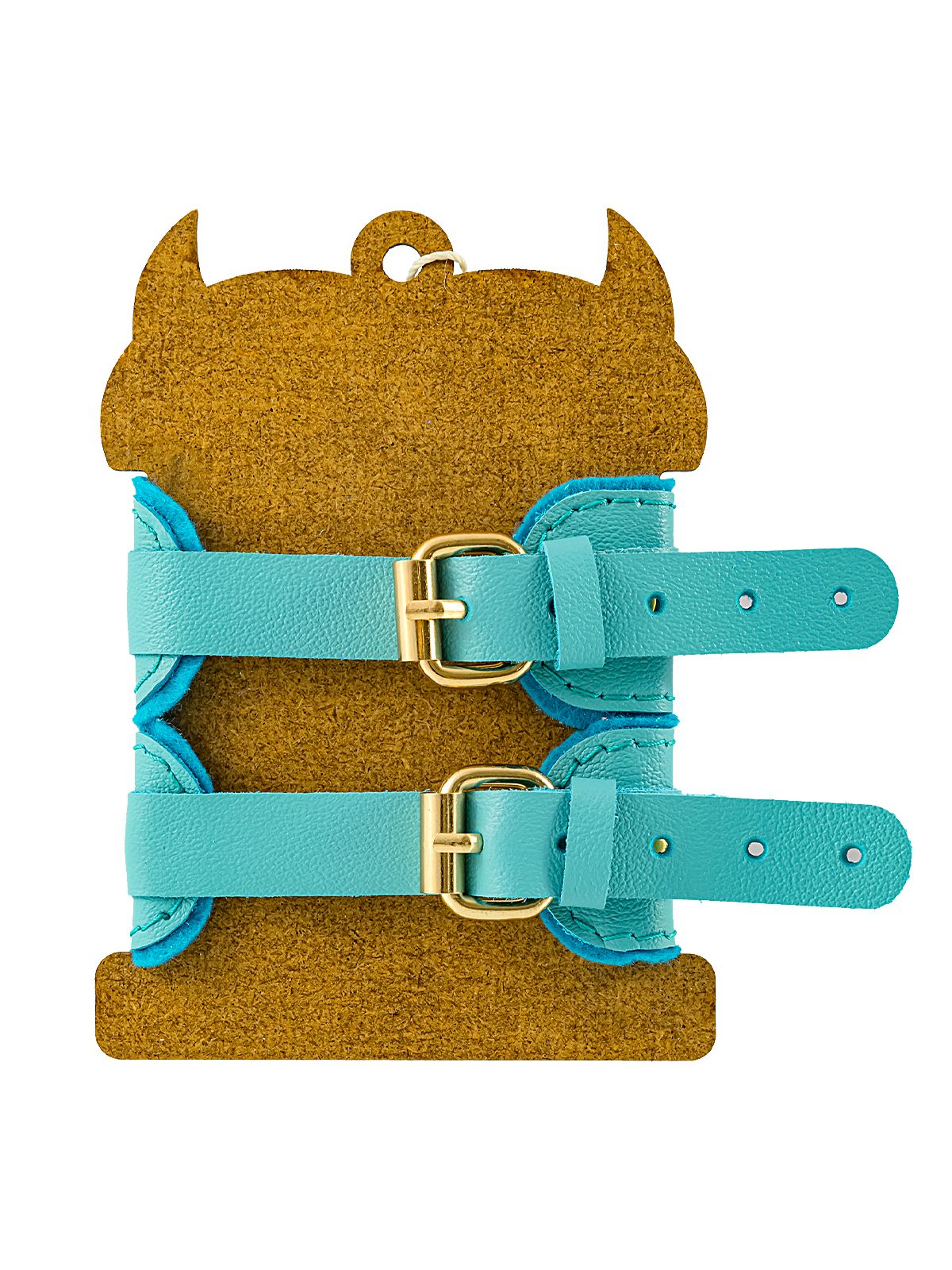 Голубые двуслойные кожаные оковы 5