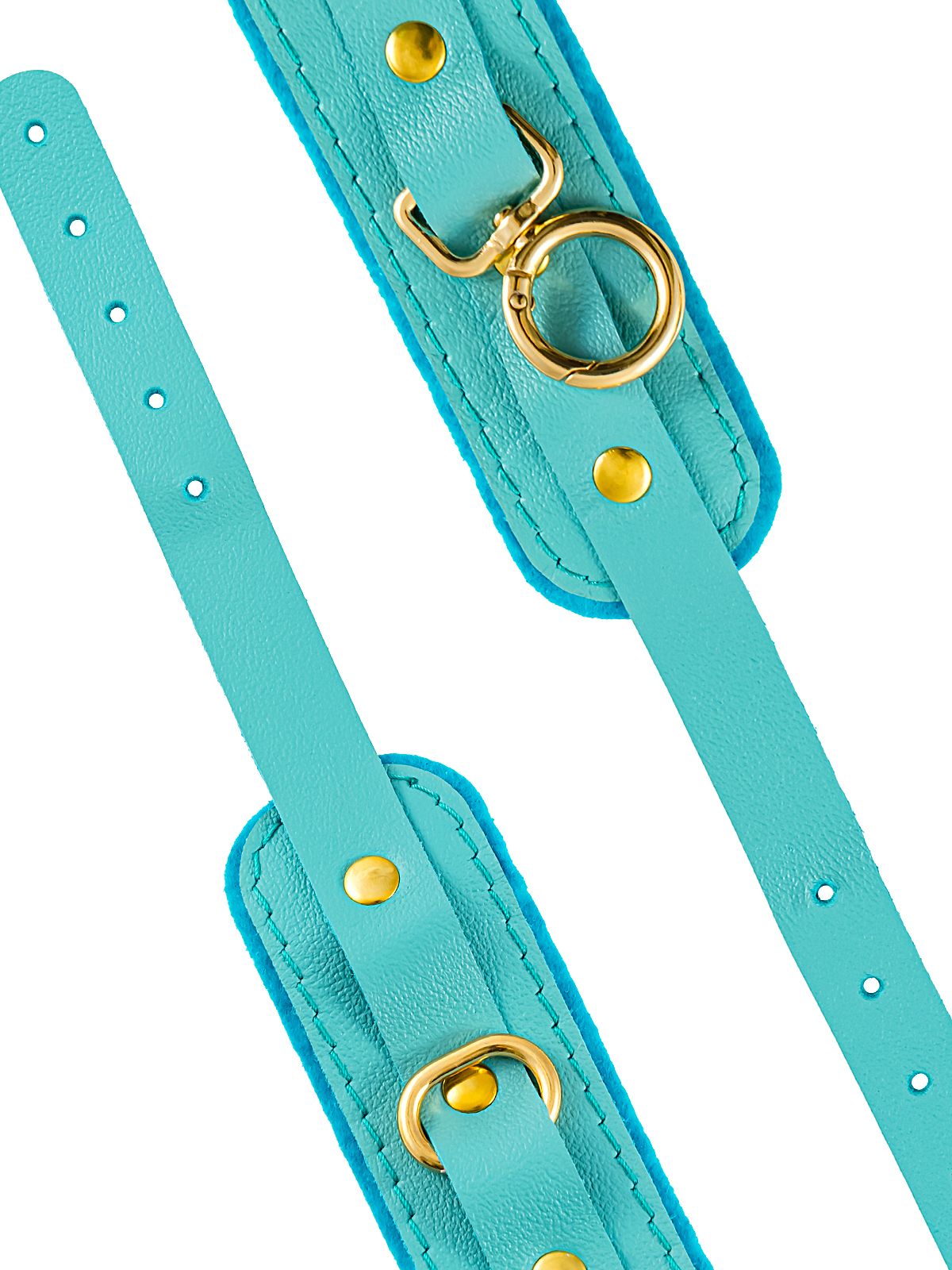 Голубые двуслойные кожаные оковы 6