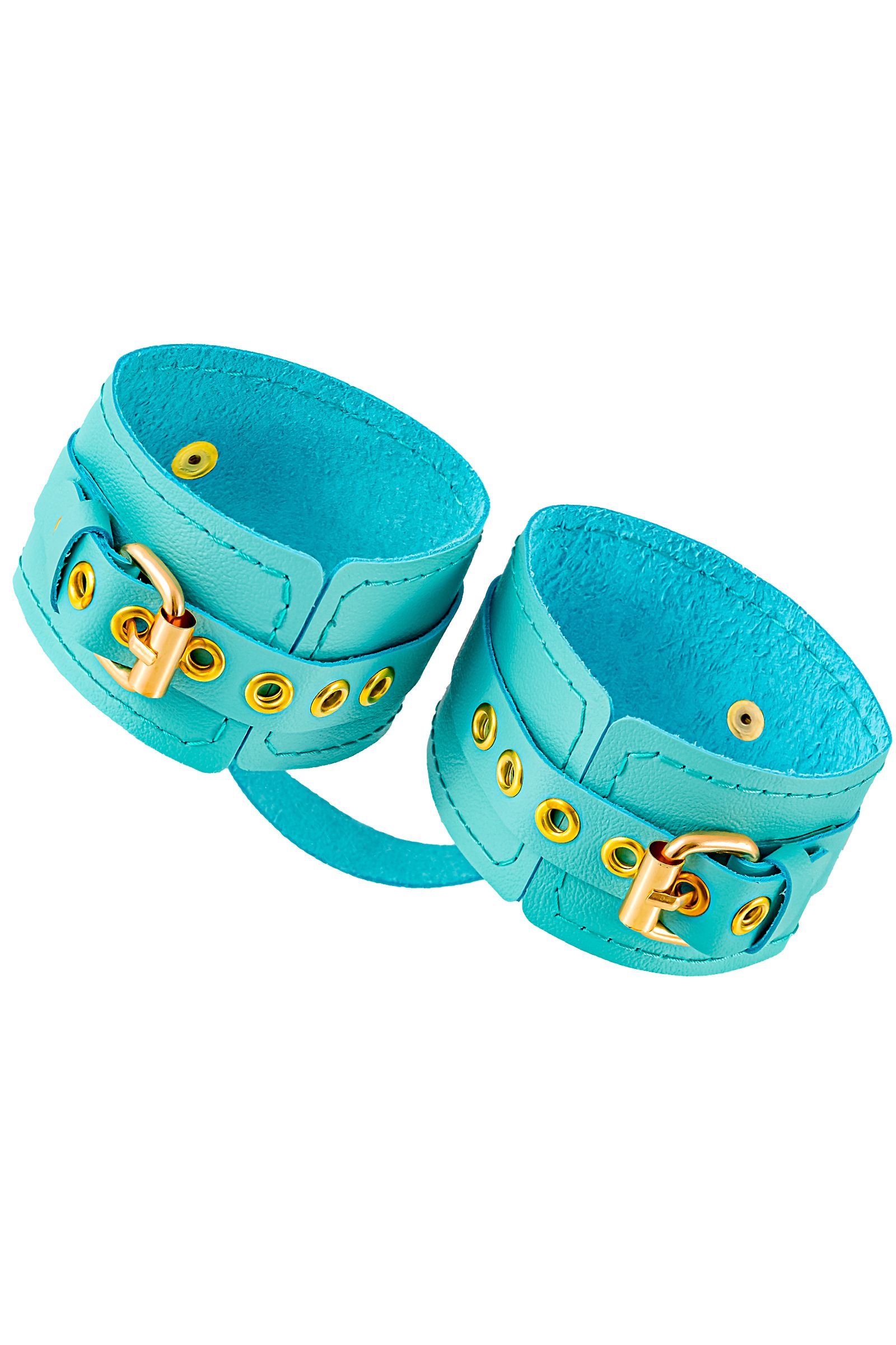 Голубые однослойные кожаные оковы 2