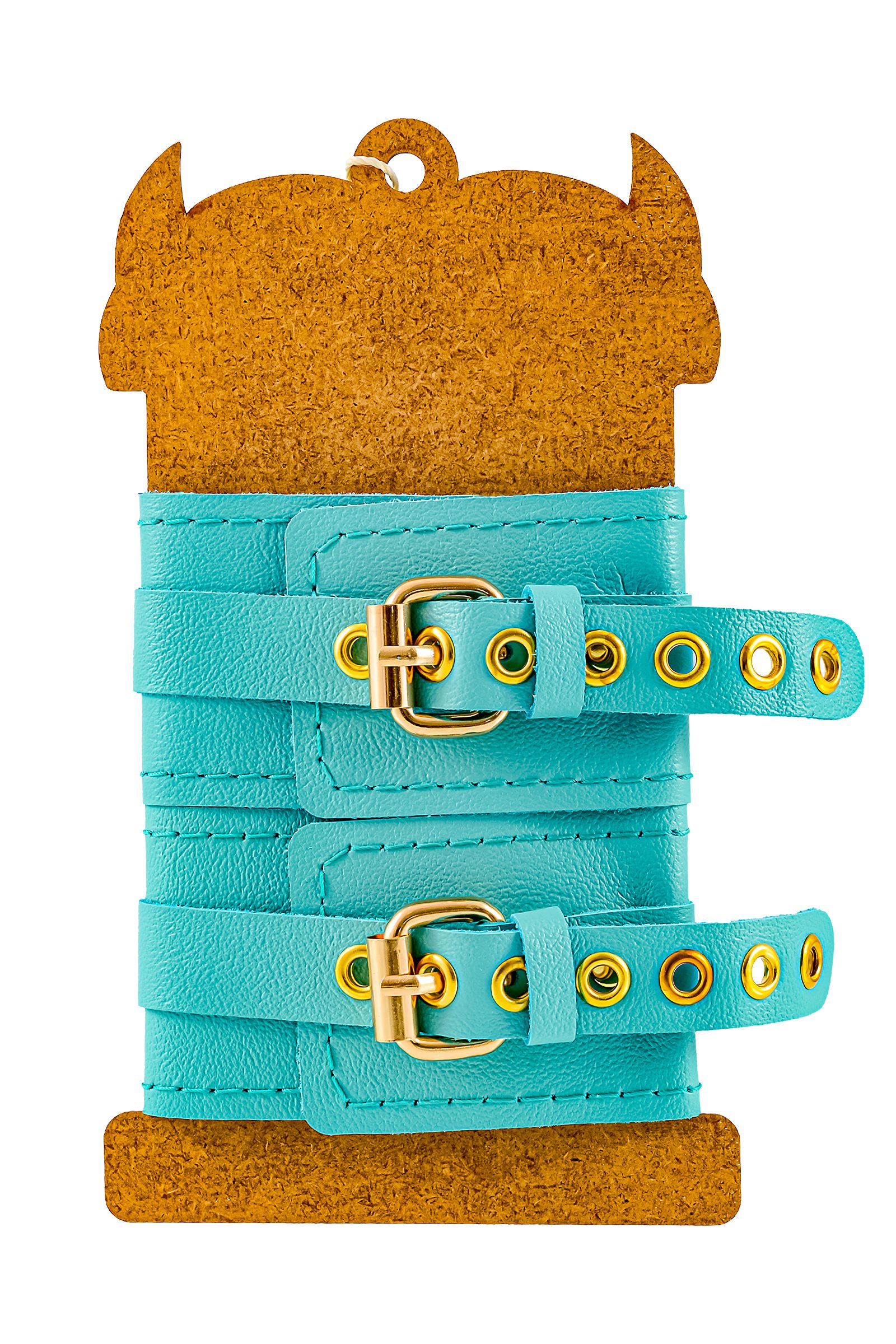 Голубые однослойные кожаные оковы 5