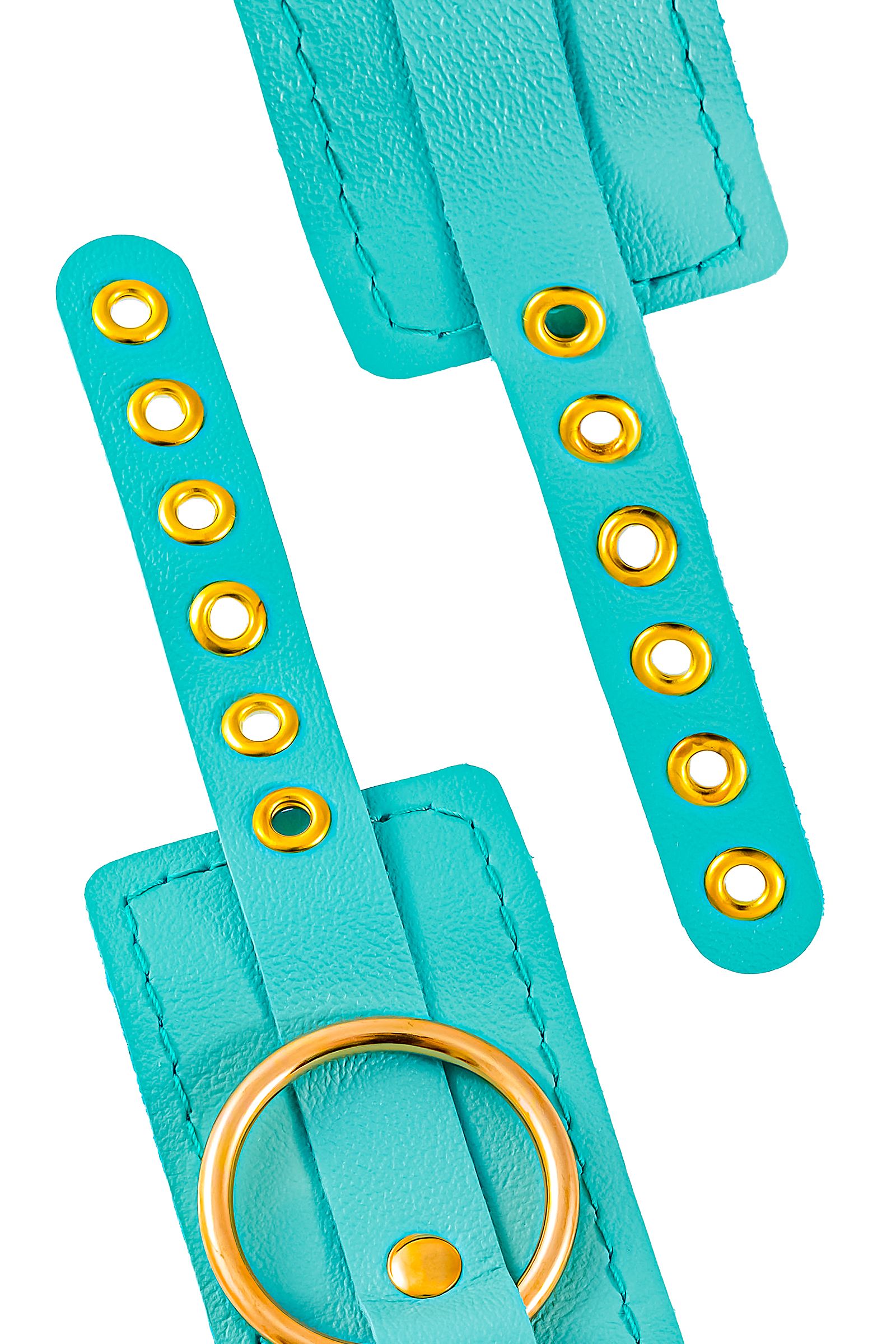Голубые однослойные кожаные оковы 6