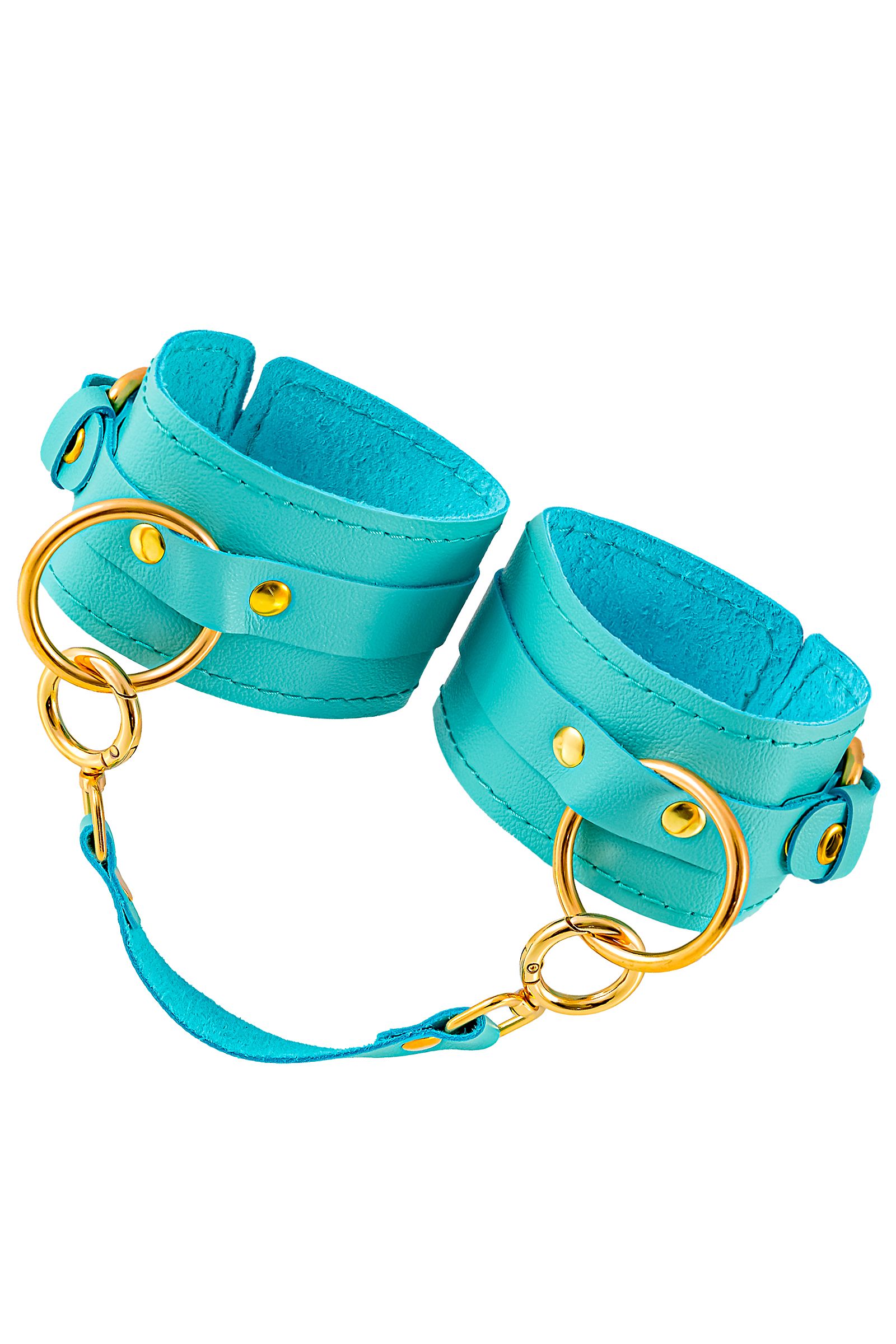 Голубые однослойные кожаные оковы 1