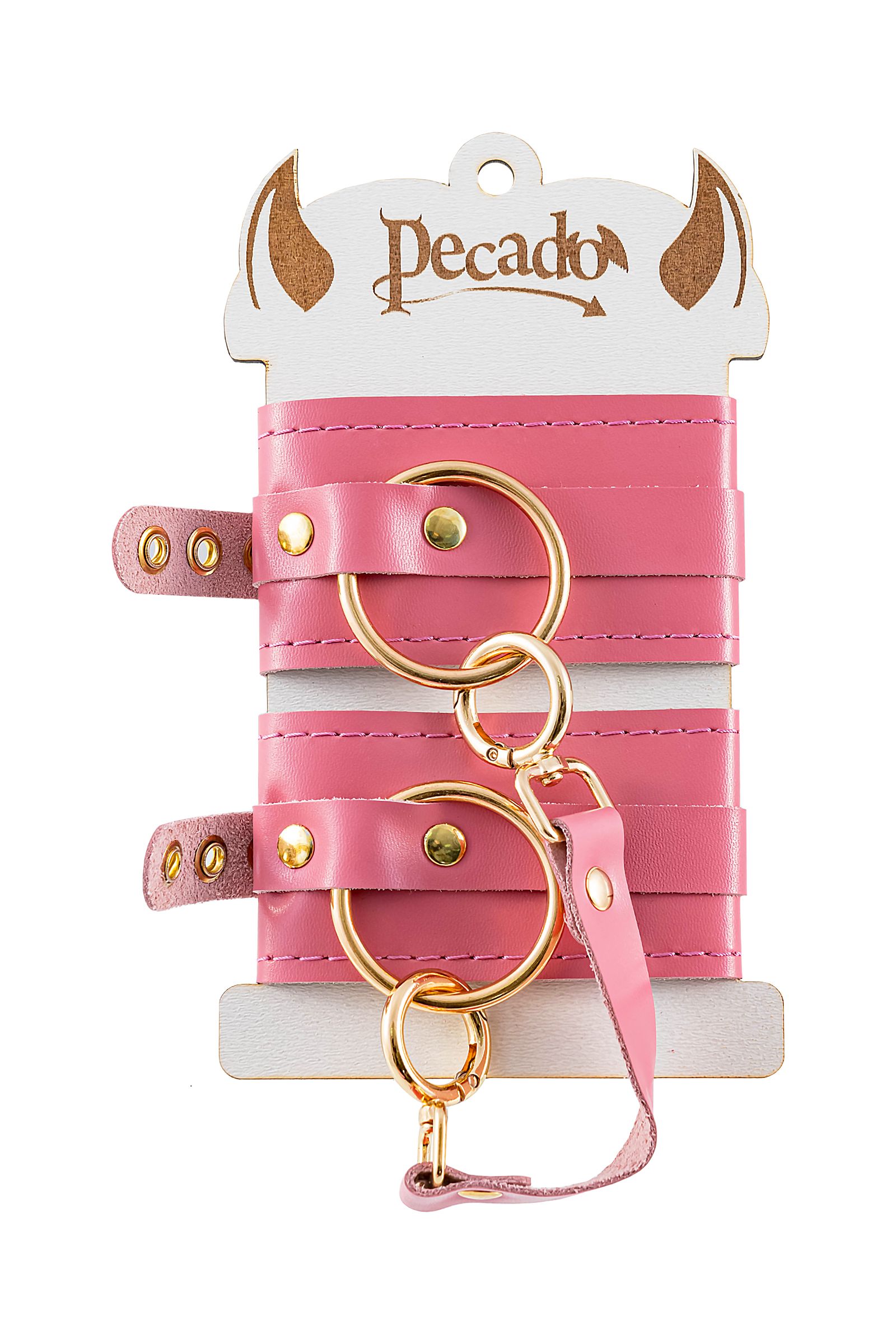 Розовые однослойные кожаные оковы 5
