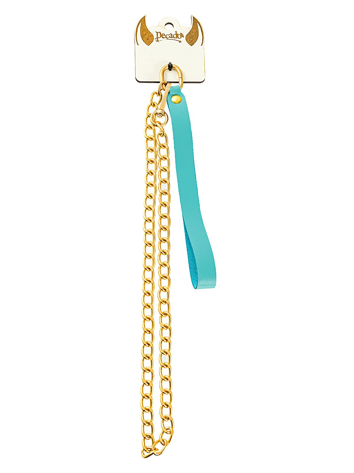 Голубой кожаный поводок с карабином для ошейника - 80 см. 2