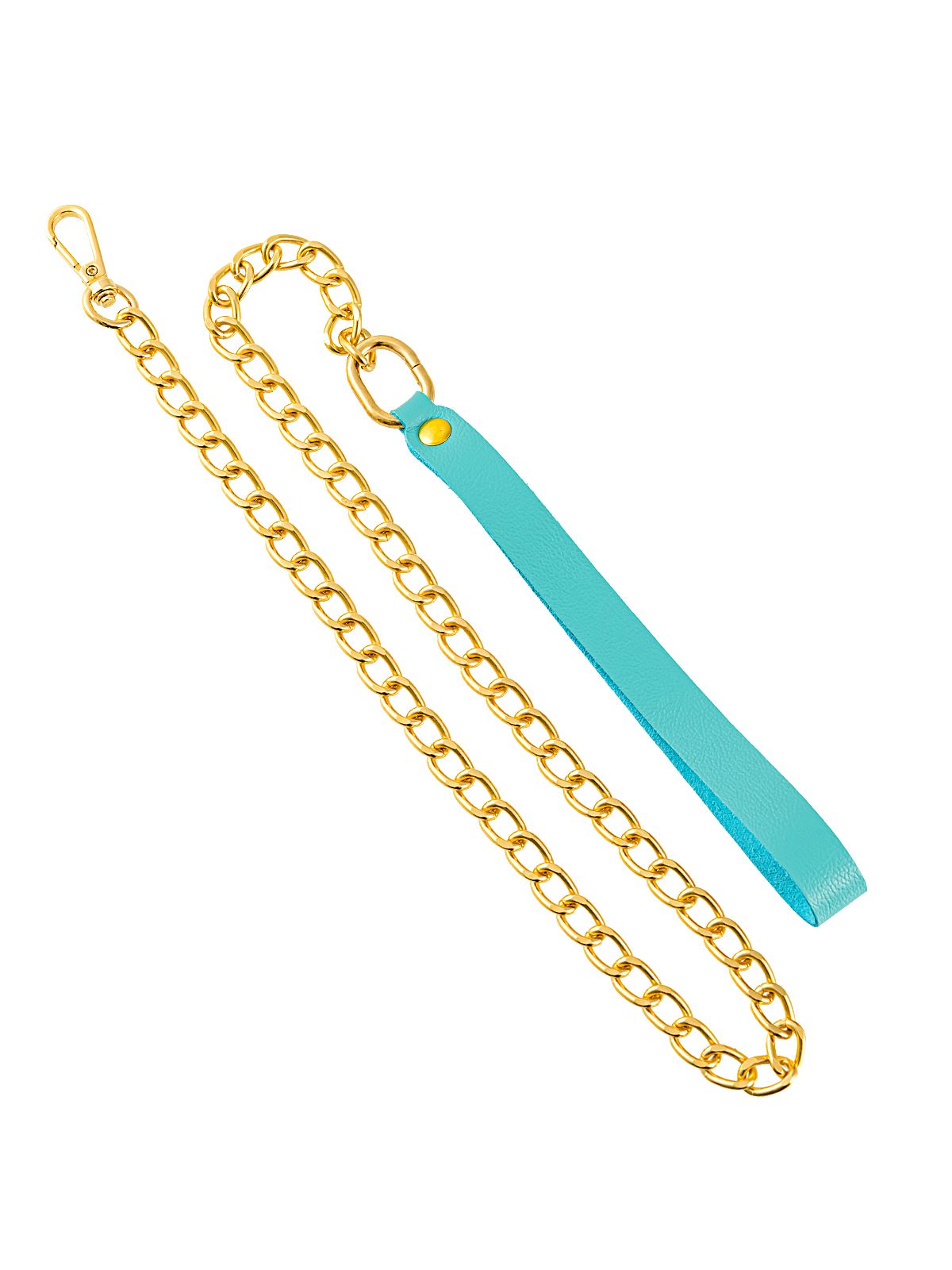 Голубой кожаный поводок с карабином для ошейника - 80 см. 1