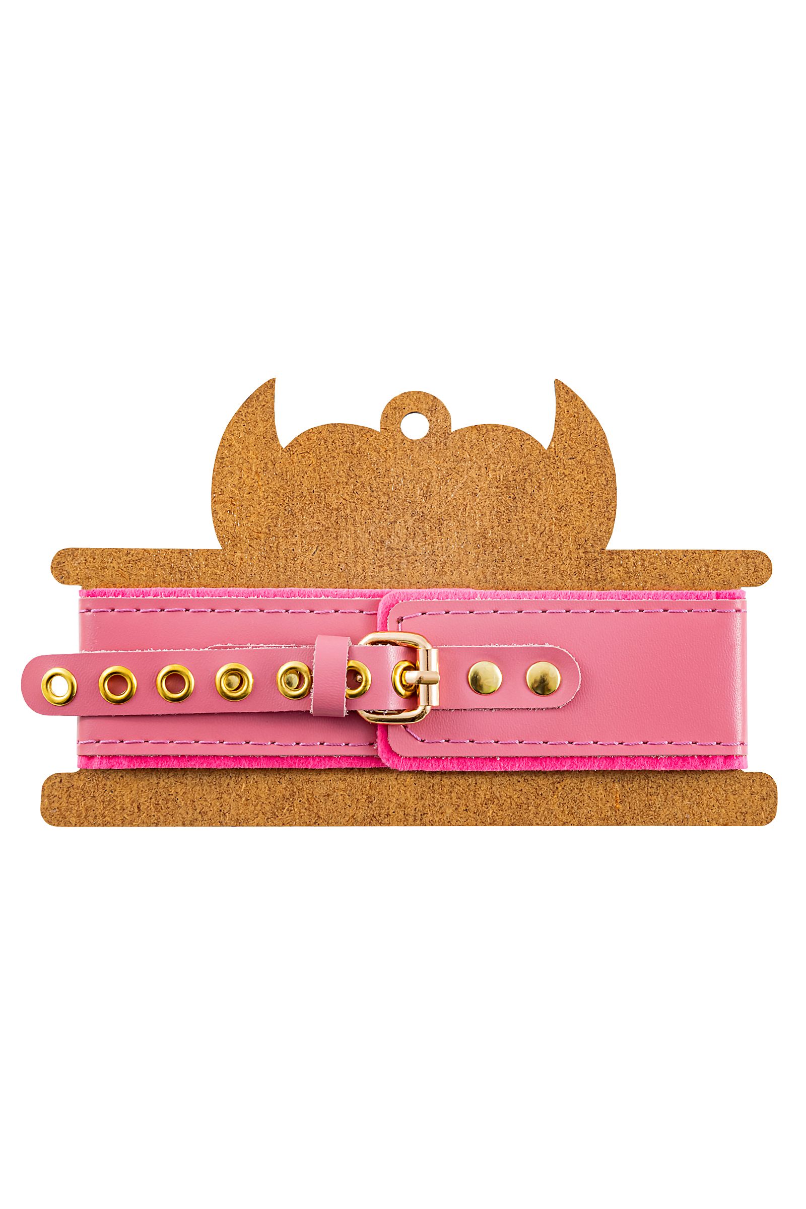 Розовый двуслойный кожаный ошейник с подкладкой из фетра 6