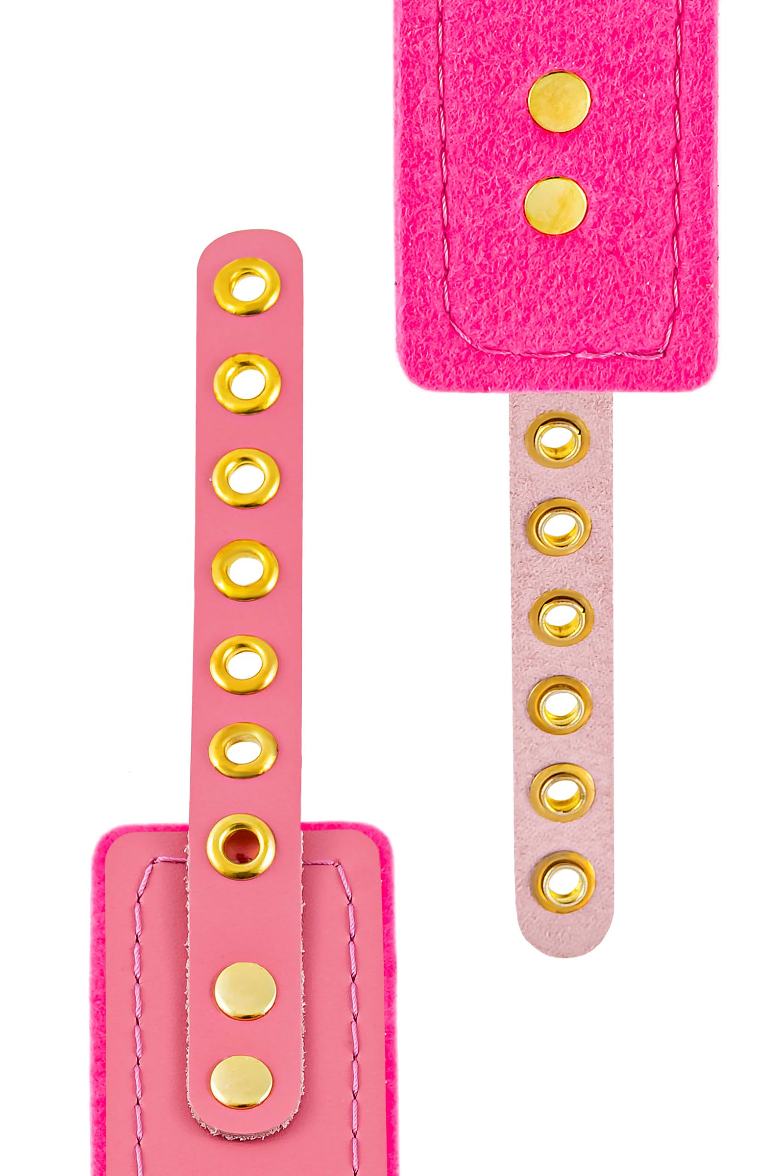 Розовый двуслойный кожаный ошейник с подкладкой из фетра 8