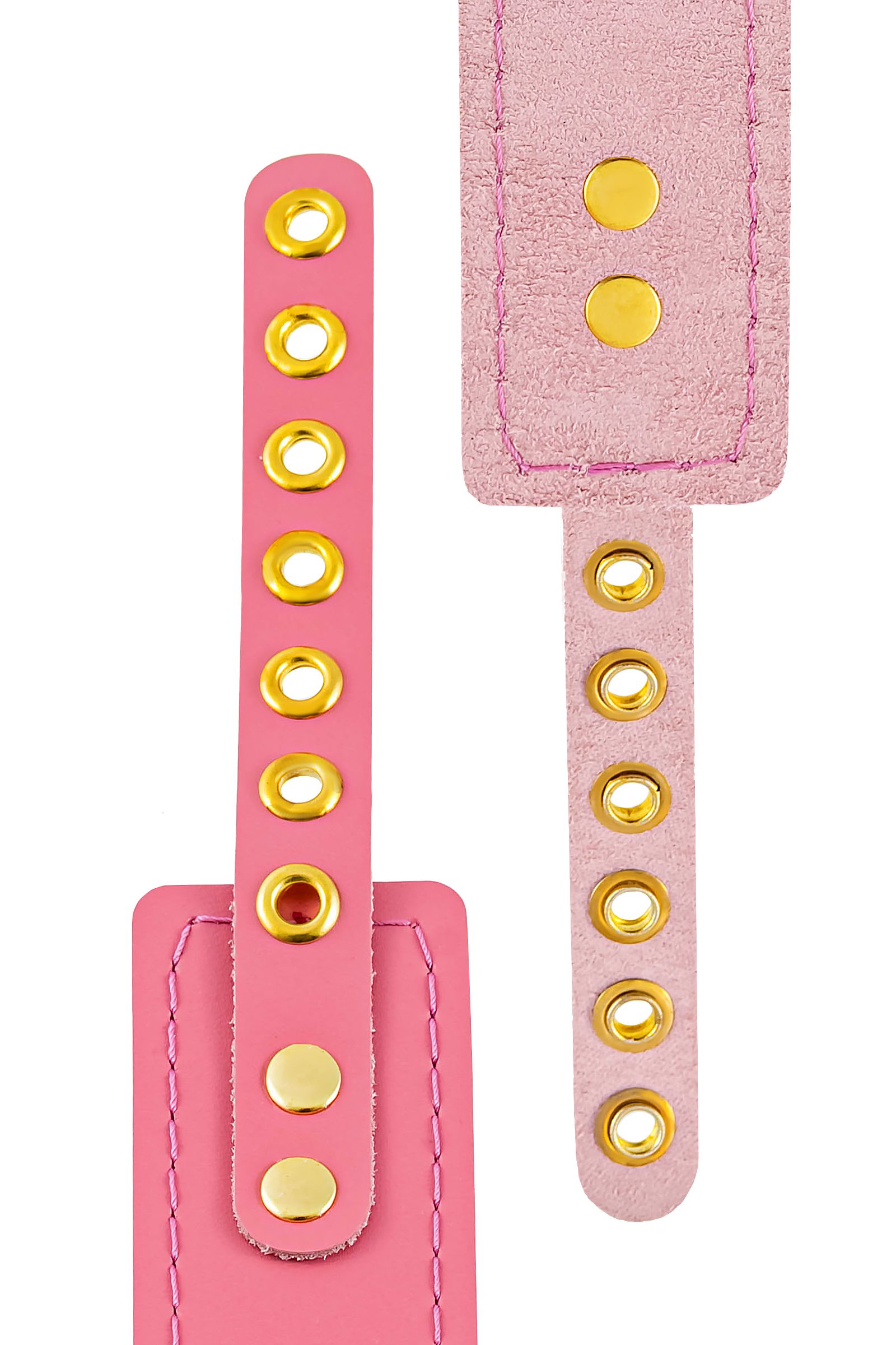 Розовый кожаный однослойный ошейник с прошивкой 8