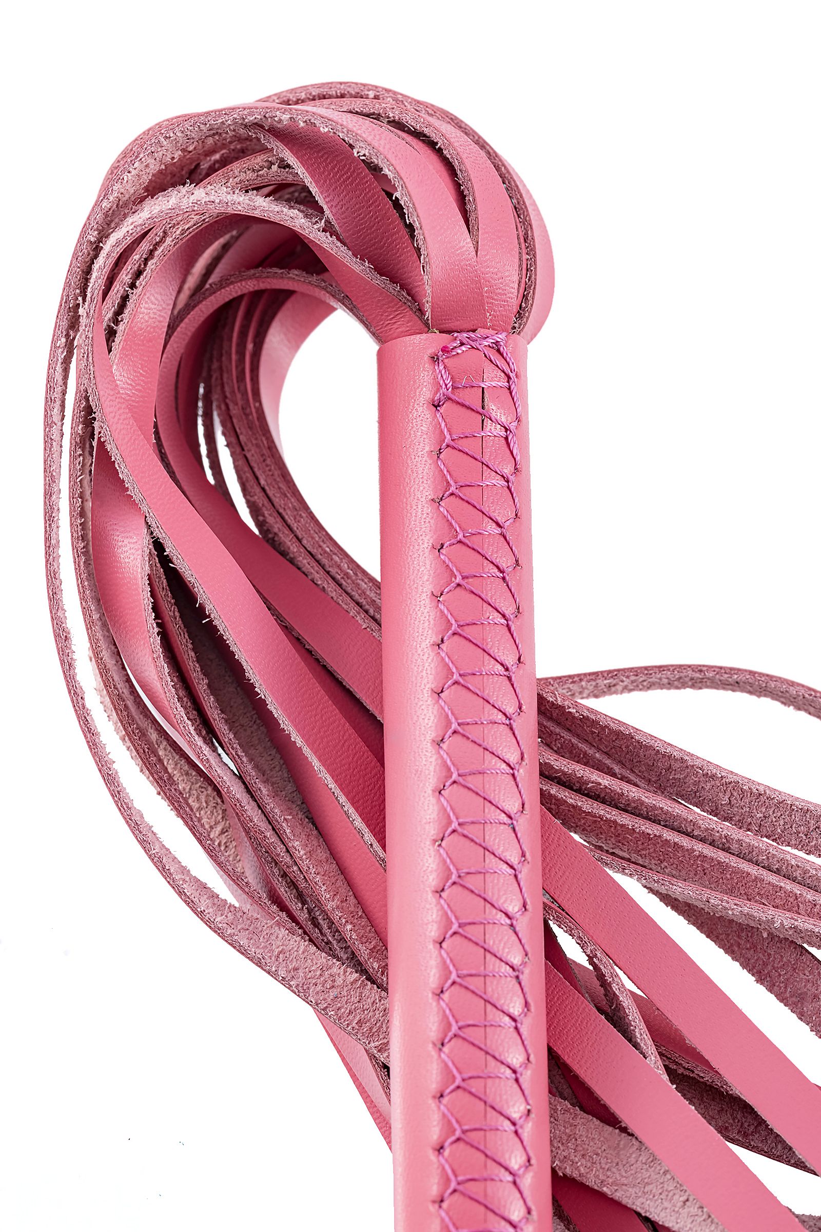 Розовая кожаная плеть - 50 см. 3