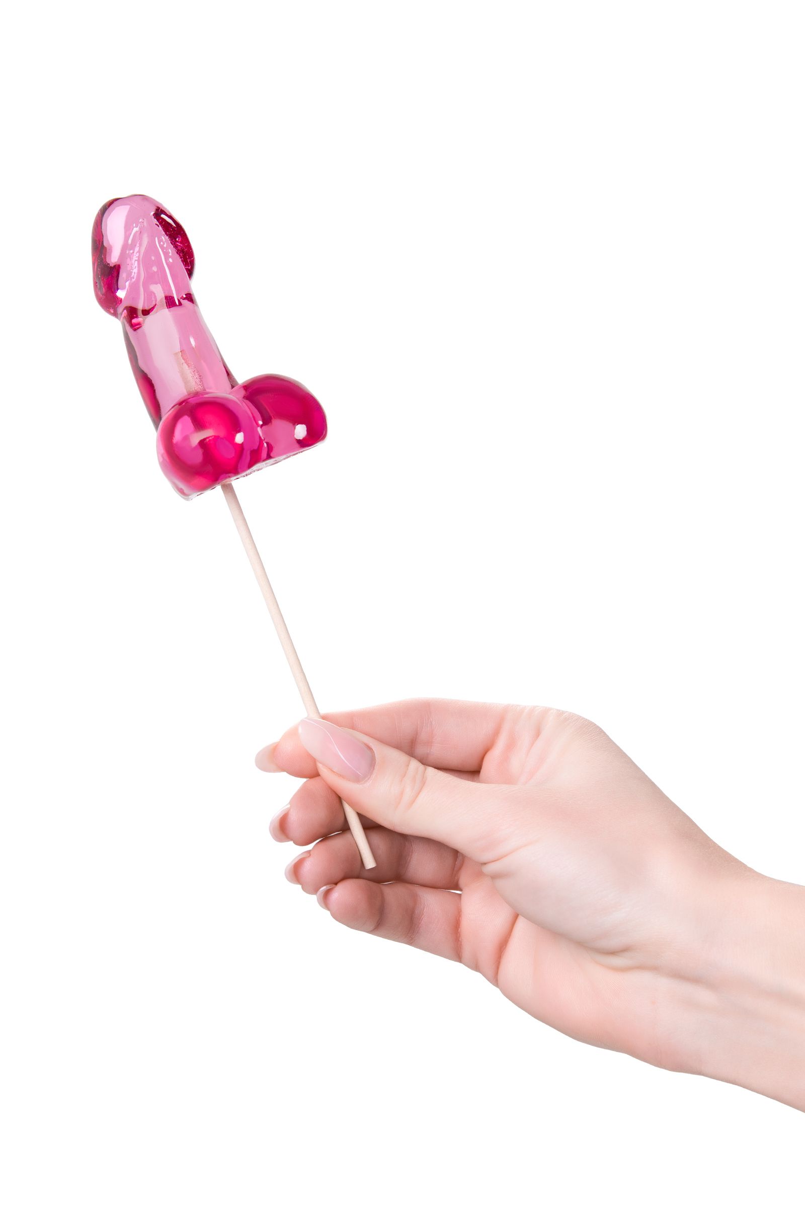 Розовый леденец в форме члена со вкусом айриш крим - 80 гр. 4