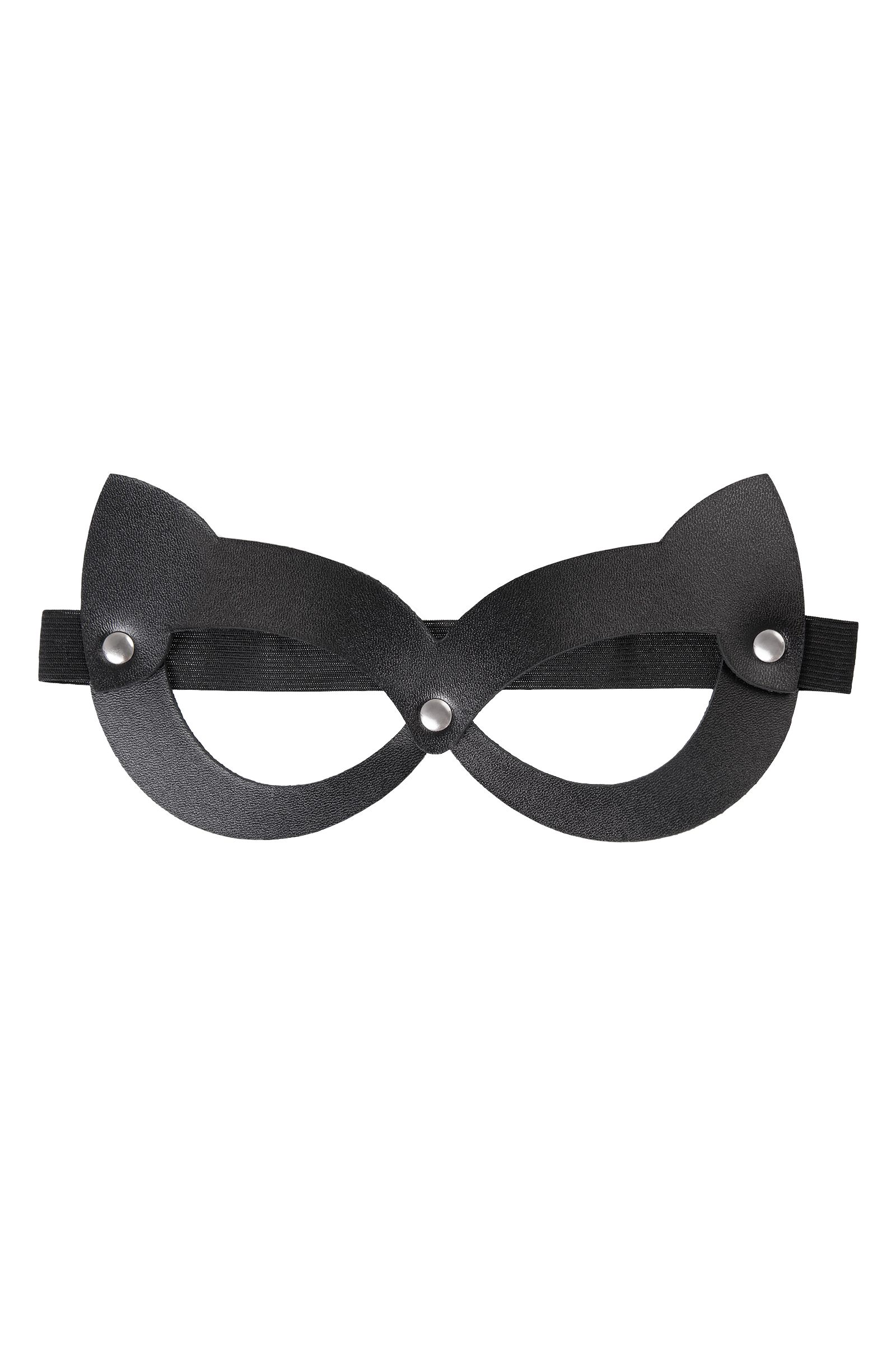 Черная открытая маска с ушками кошки 2