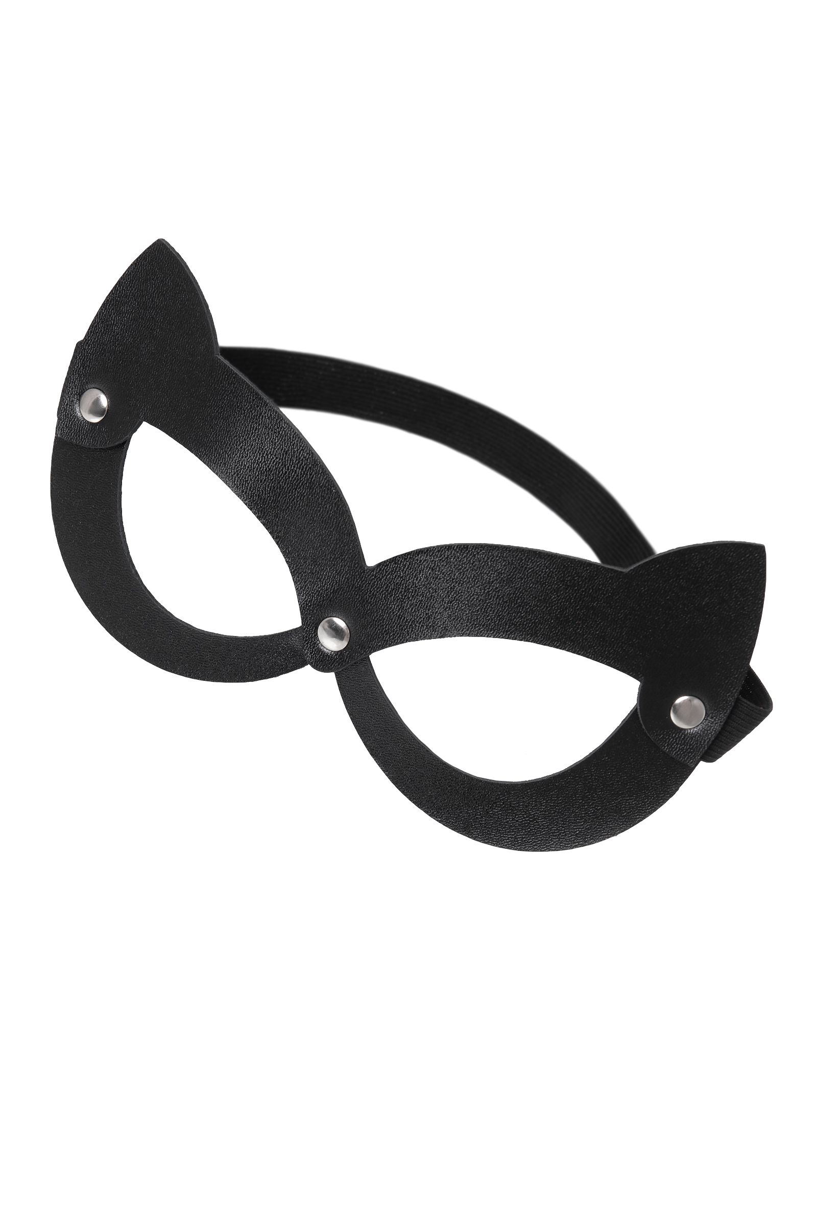 Черная открытая маска с ушками кошки 4