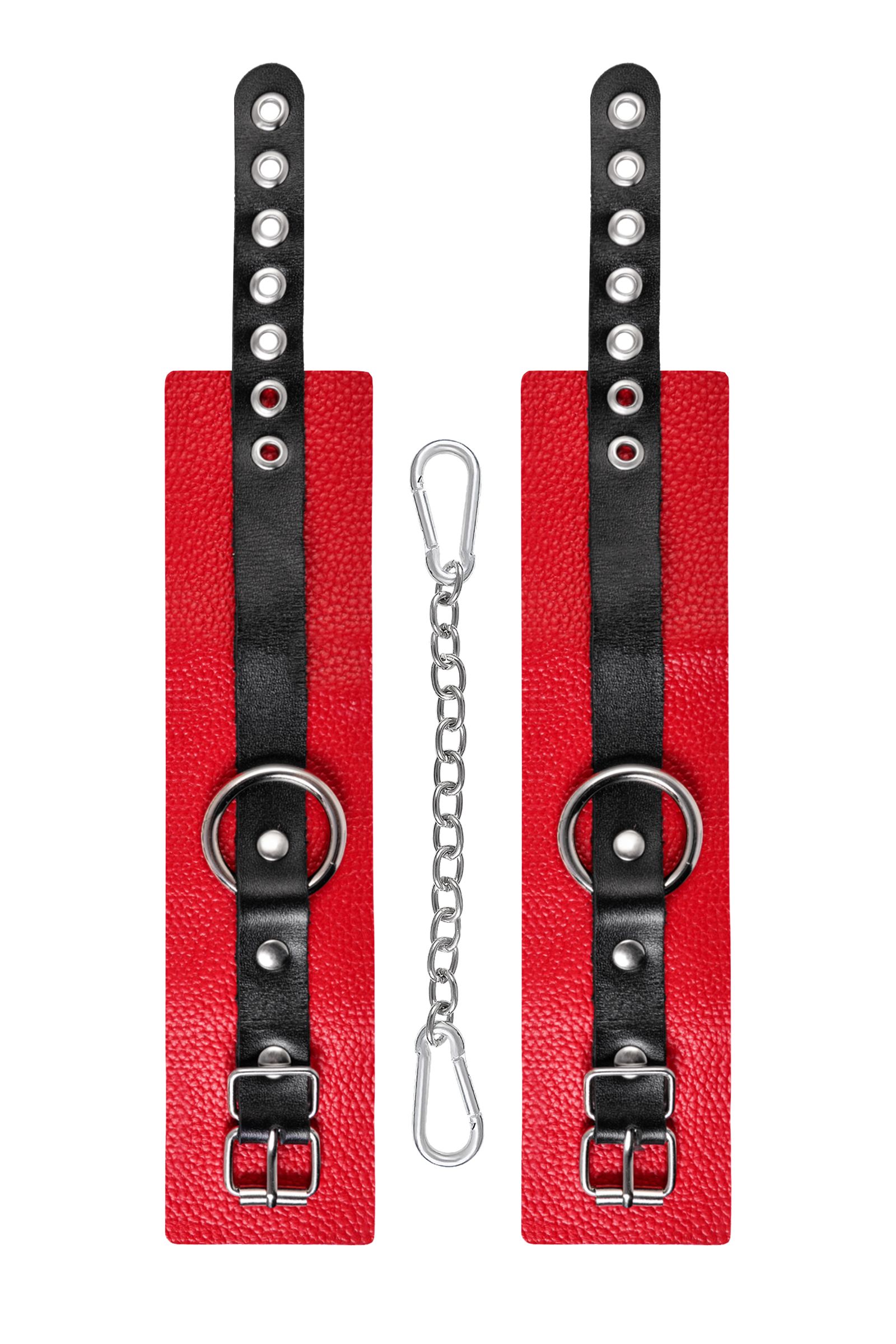 Красно-черные мягкие оковы с одним ремешком и люверсами 5