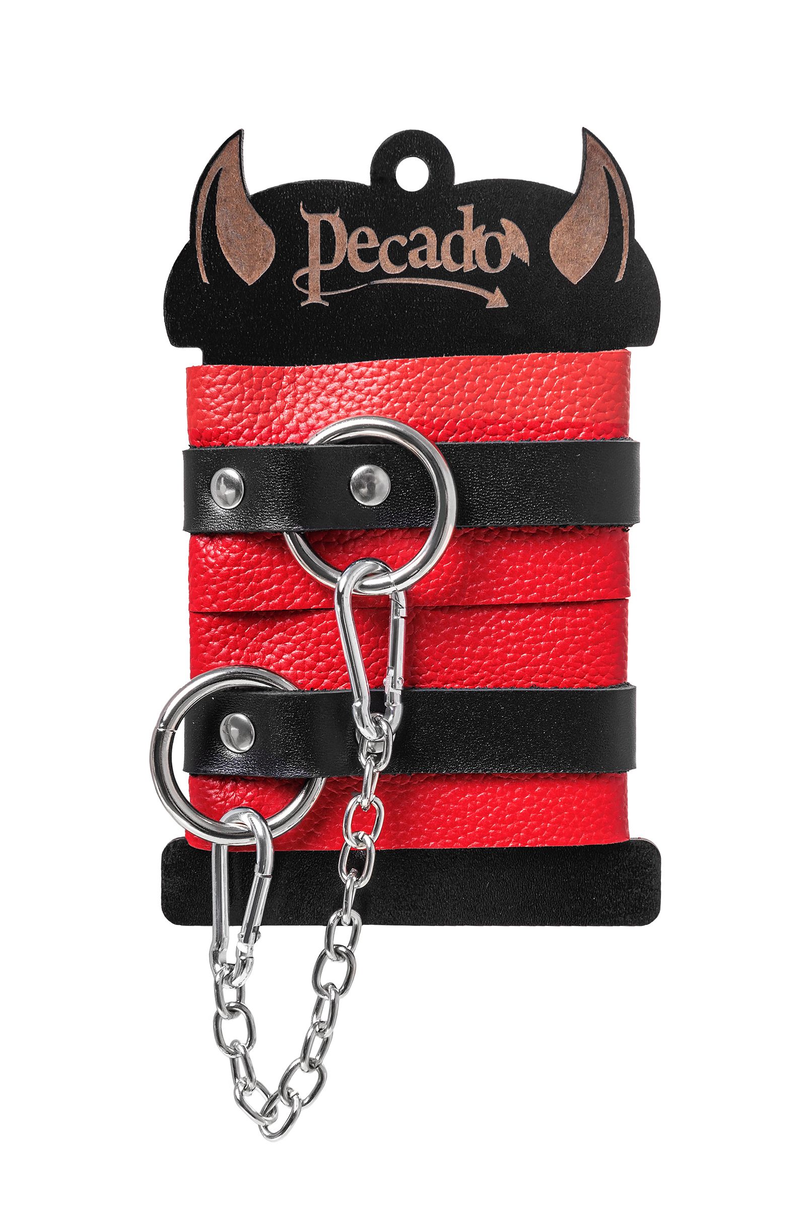 Красно-черные мягкие оковы с одним ремешком и люверсами 6