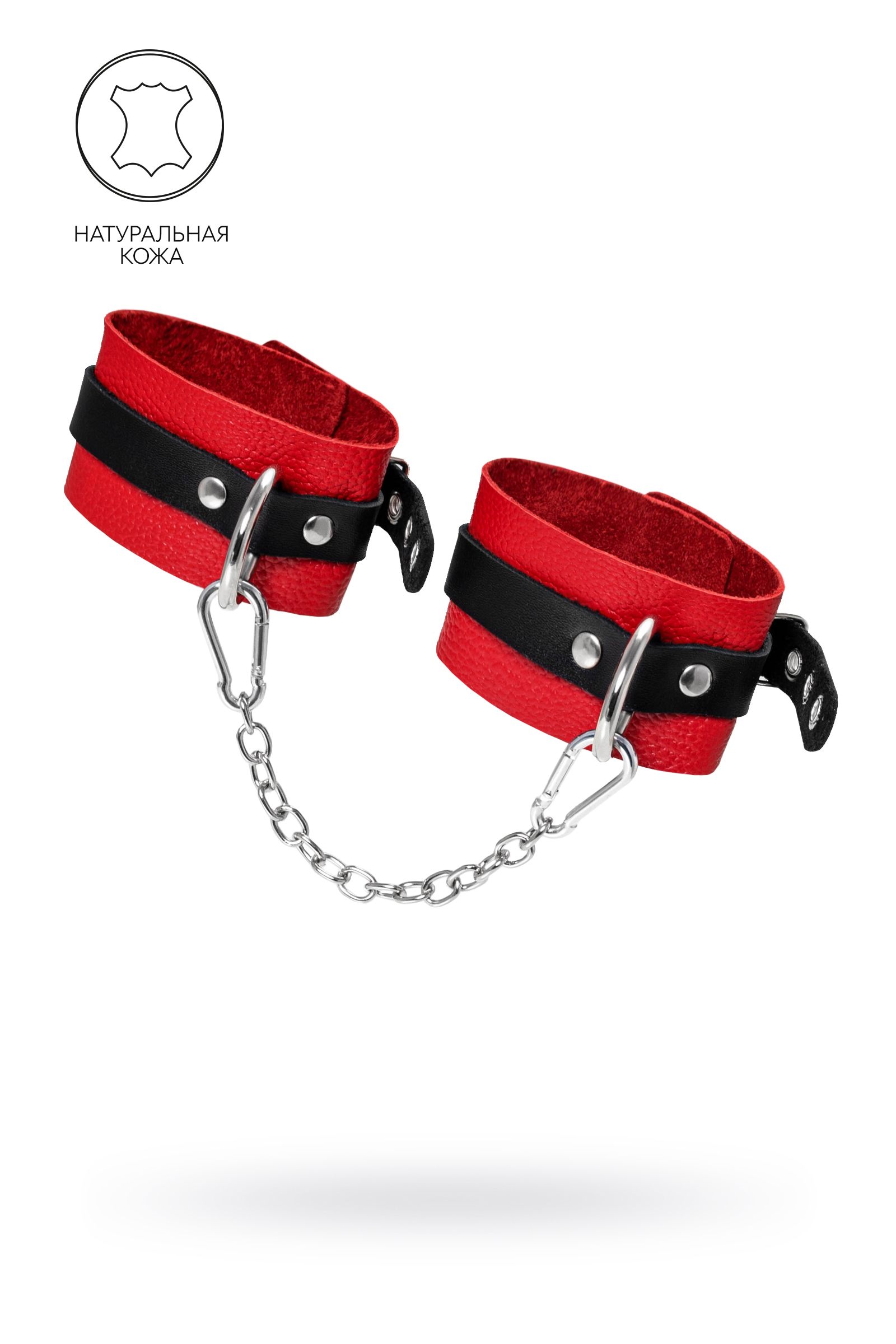 Красно-черные мягкие оковы с одним ремешком и люверсами 1