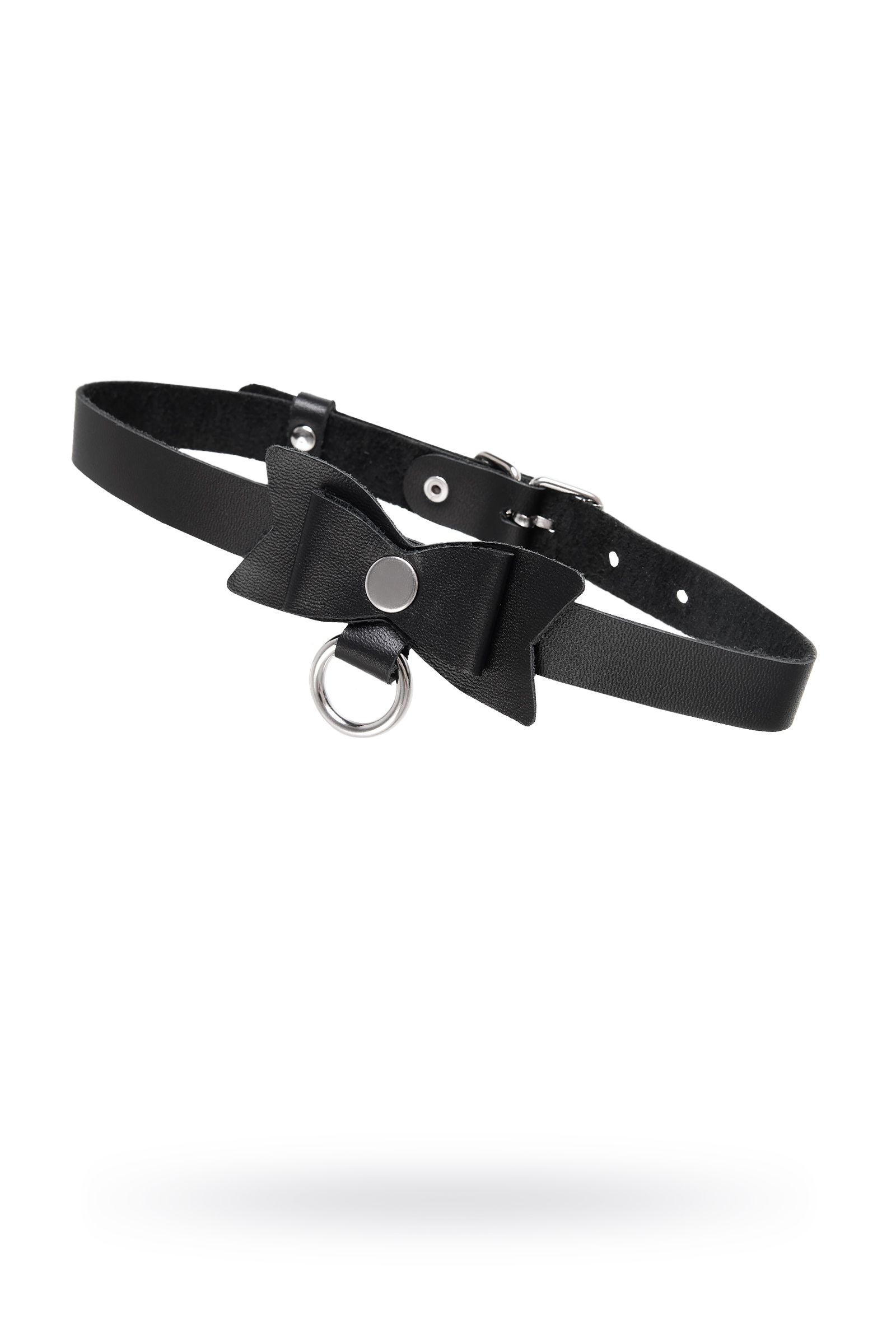 Черный чокер-ошейник с бабочкой и колечком 2