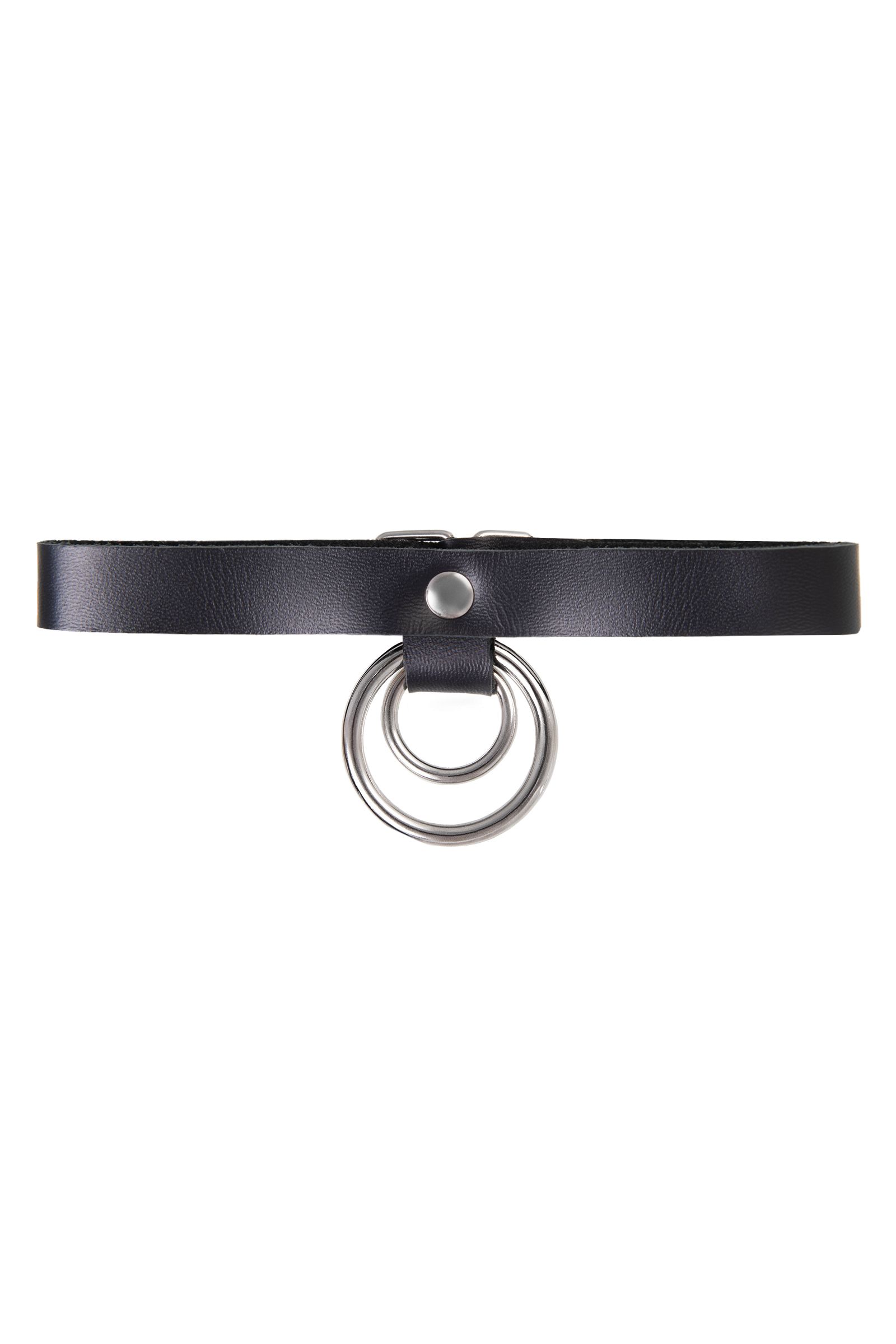 Черный чокер-ошейник с кольцом в кольце 2