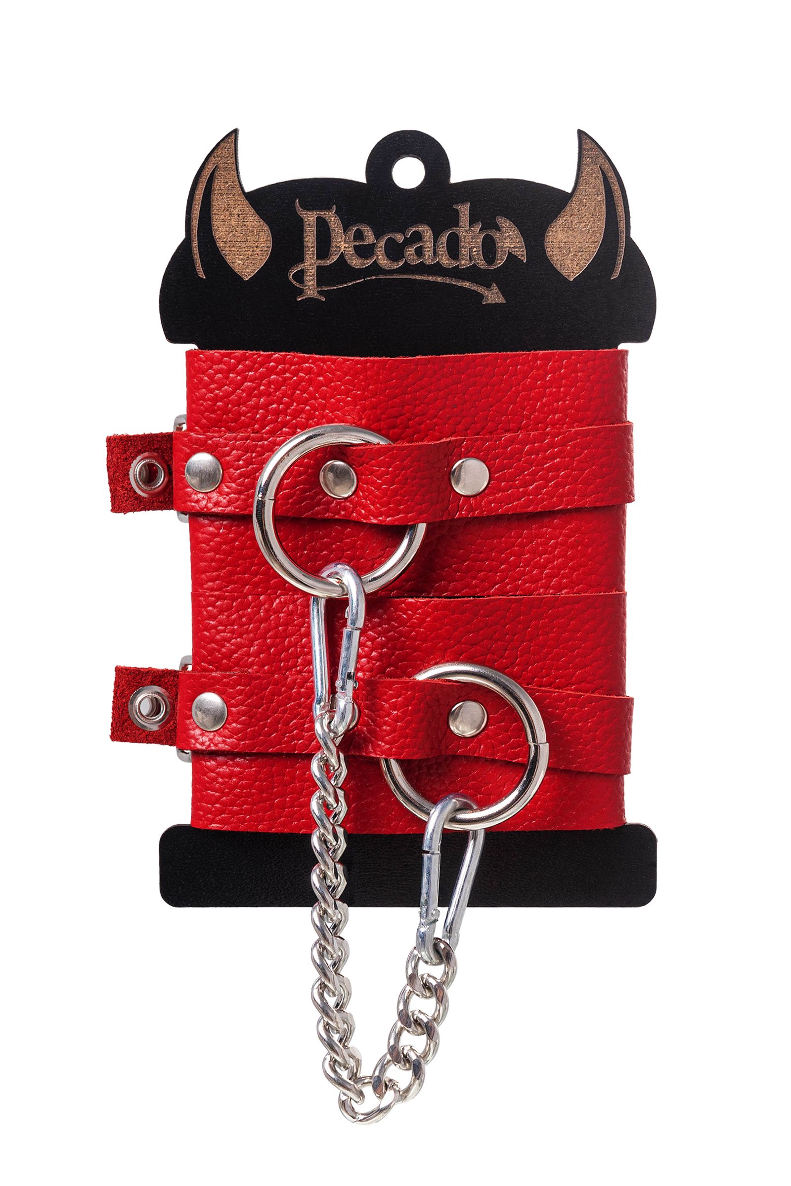 Красные мягкие кожаные оковы с люверсами 7